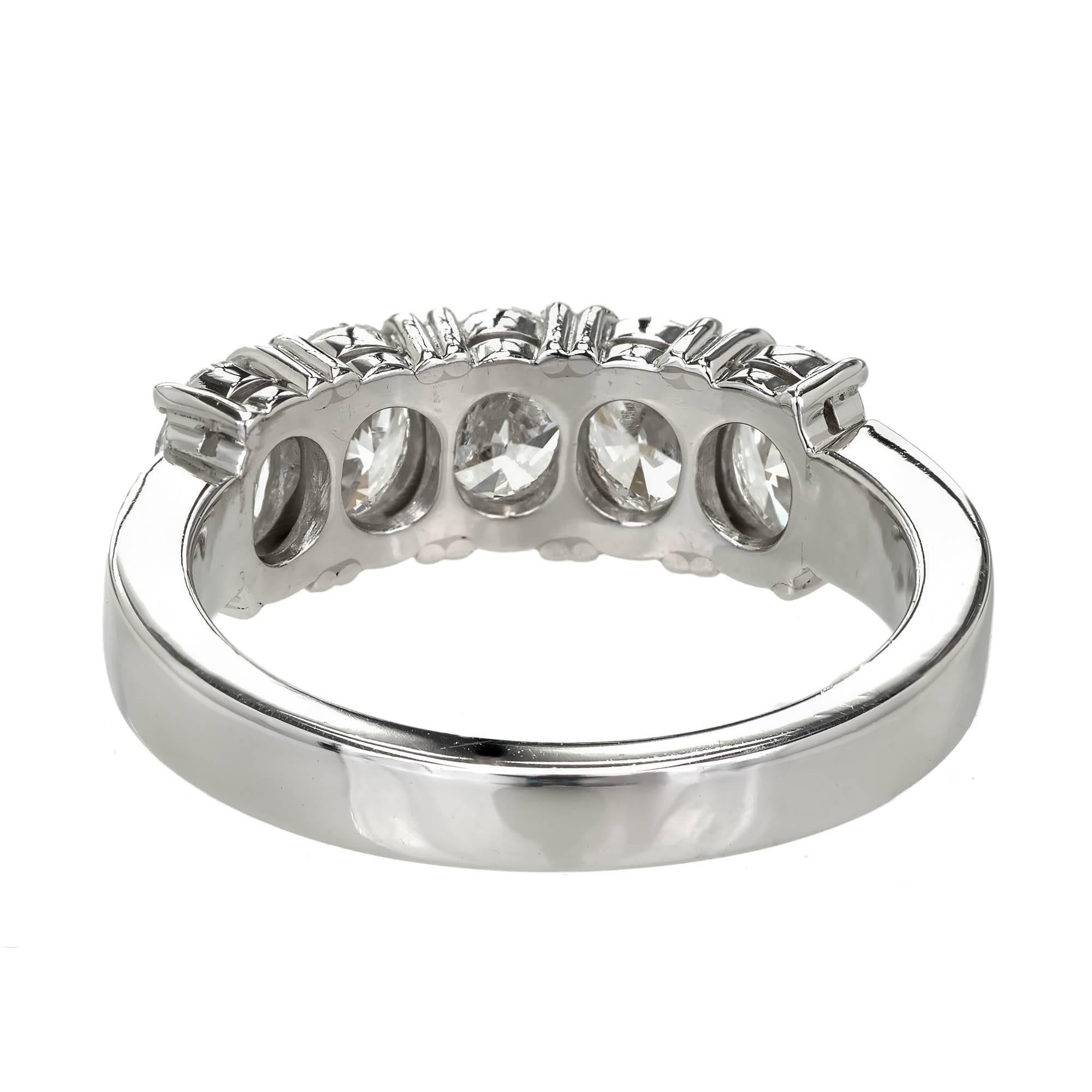 Peter Suchy 2.00 Carat Five Oval Diamond Platinum Band Wedding Ring 2
