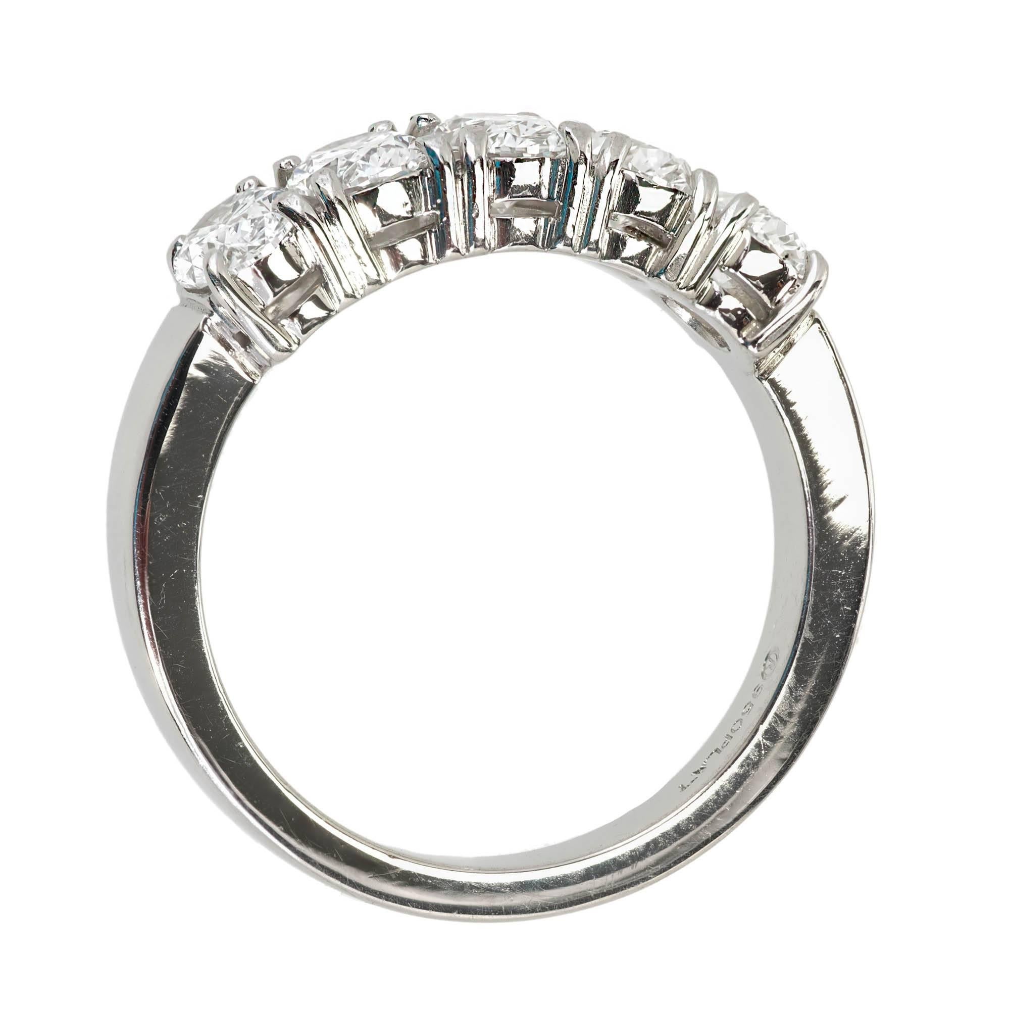 Peter Suchy 2.00 Carat Five Oval Diamond Platinum Band Wedding Ring 4