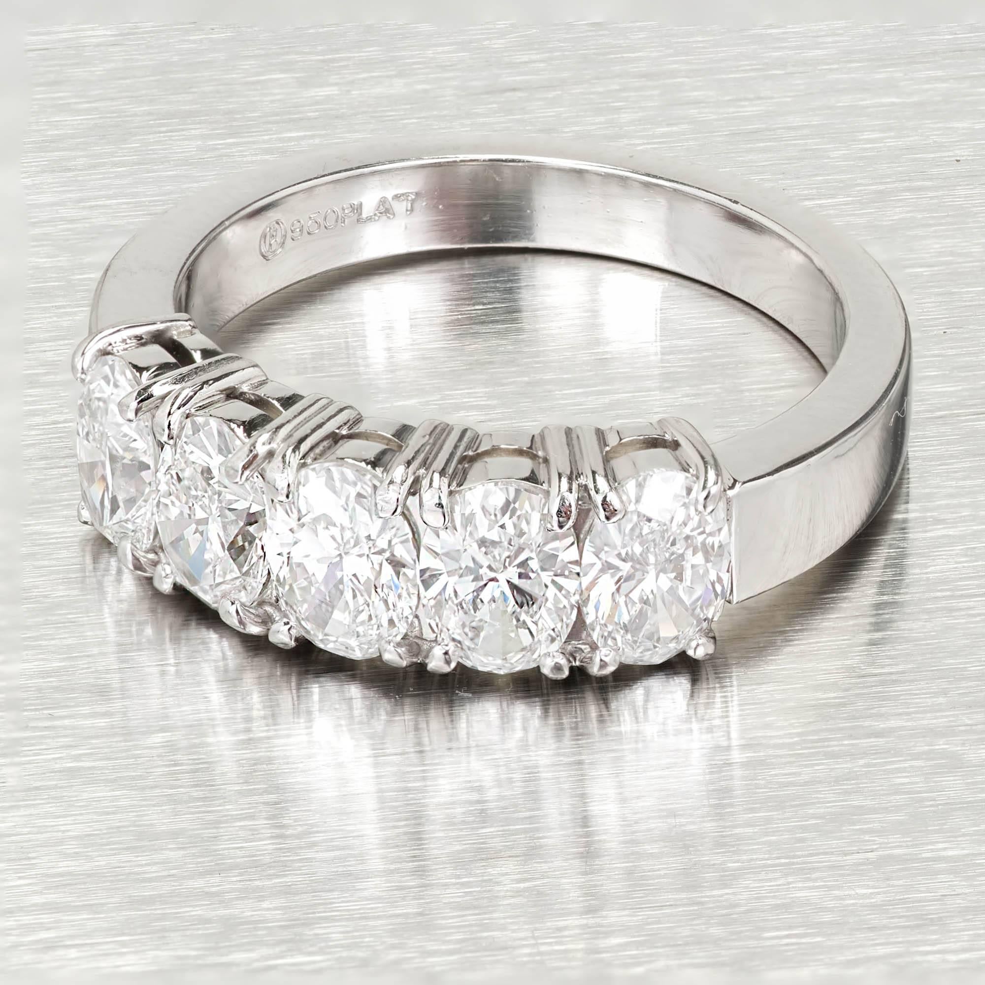 Oval Cut Peter Suchy 2.00 Carat Five Oval Diamond Platinum Band Wedding Ring