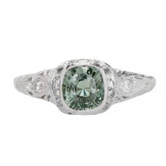 Antique Edwardian 1.27 Carat Alexandrite Diamond Filigree Platinum Engagement Ring