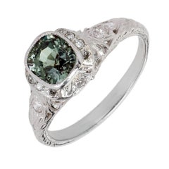 Edwardian 1.27 Carat Alexandrite Diamond Filigree Platinum Engagement Ring
