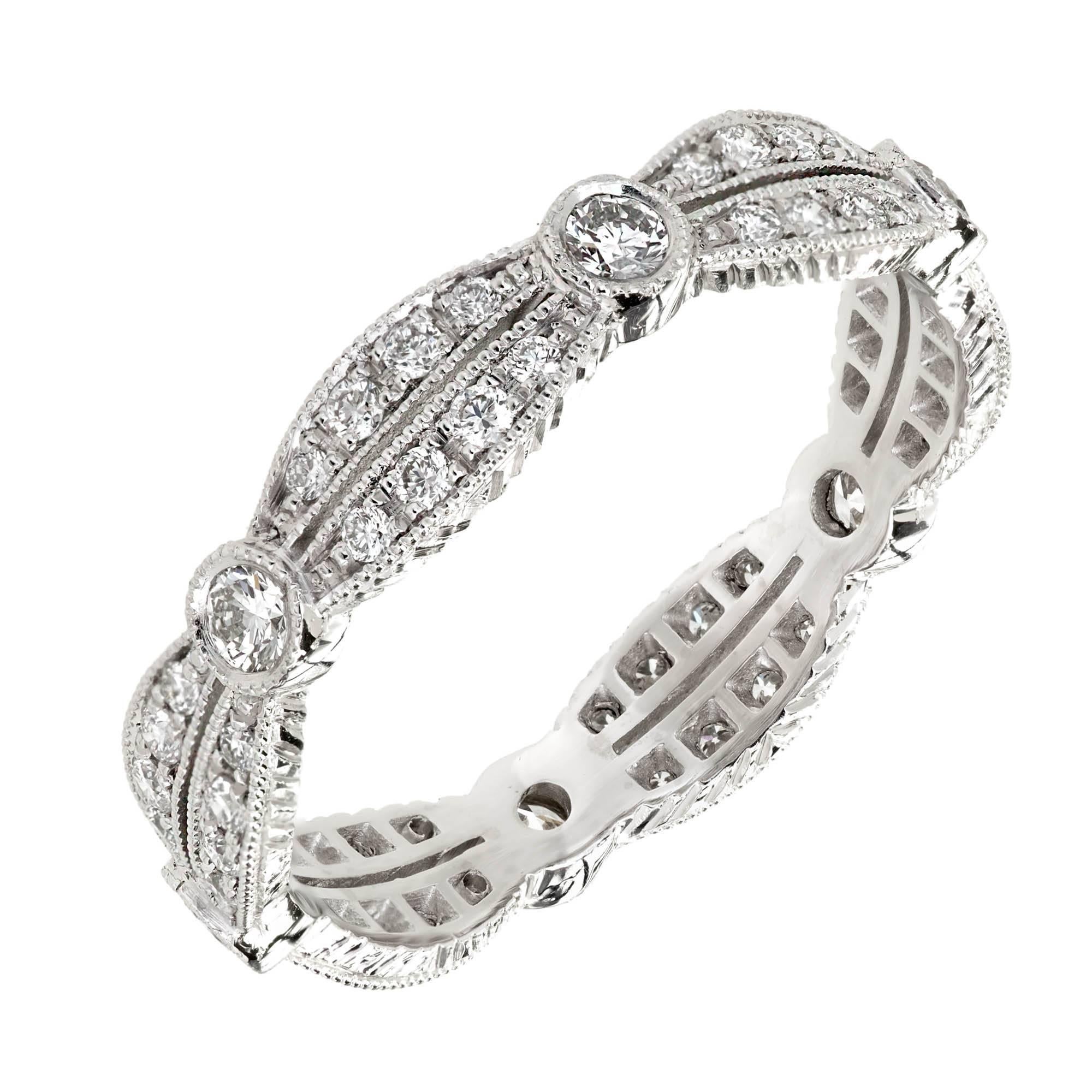 Peter Suchy Diamond Platinum Double Row Eternity Band Ring For Sale