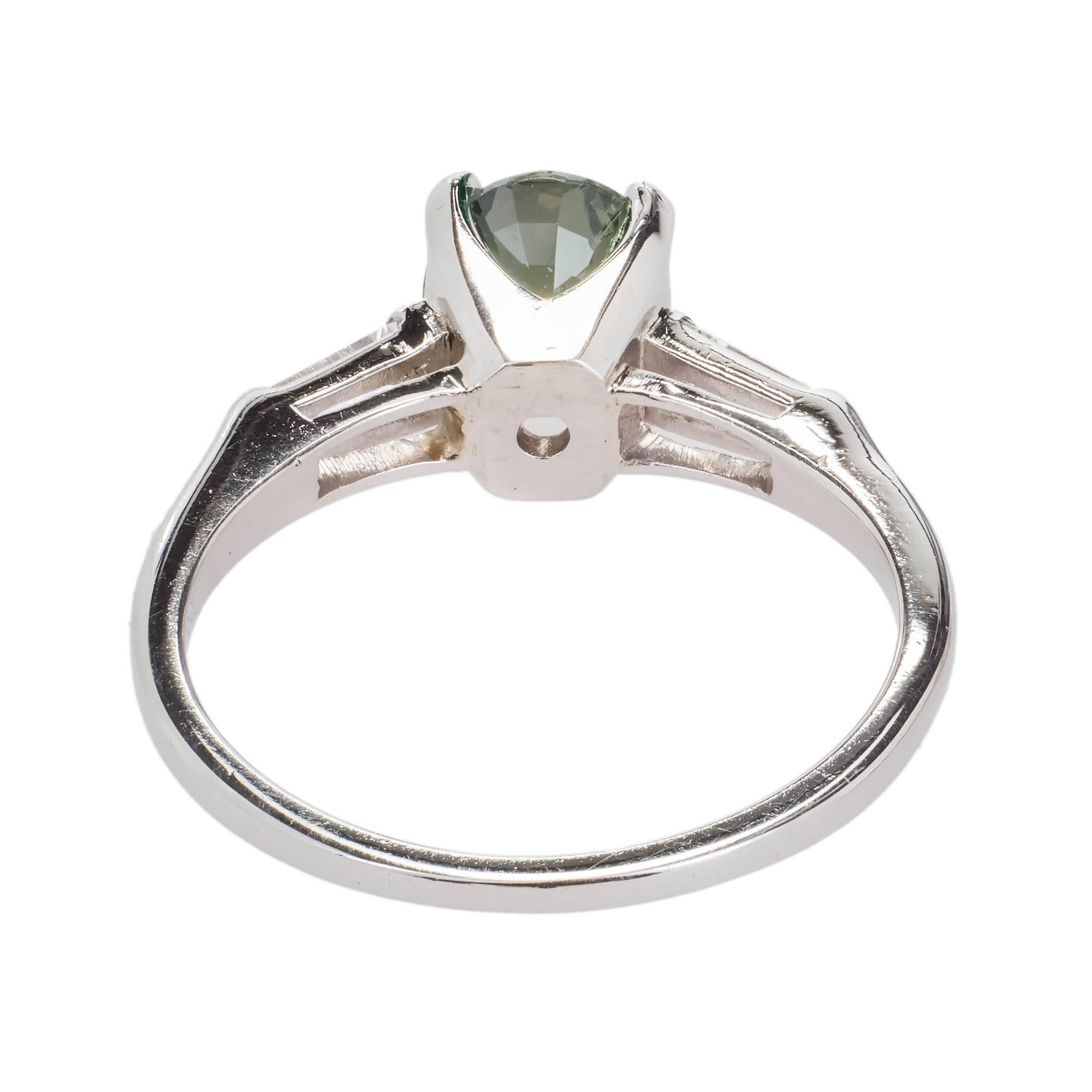 Women's 1.57 Carat Alexandrite Diamond Platinum Three-Stone Engagement Ring