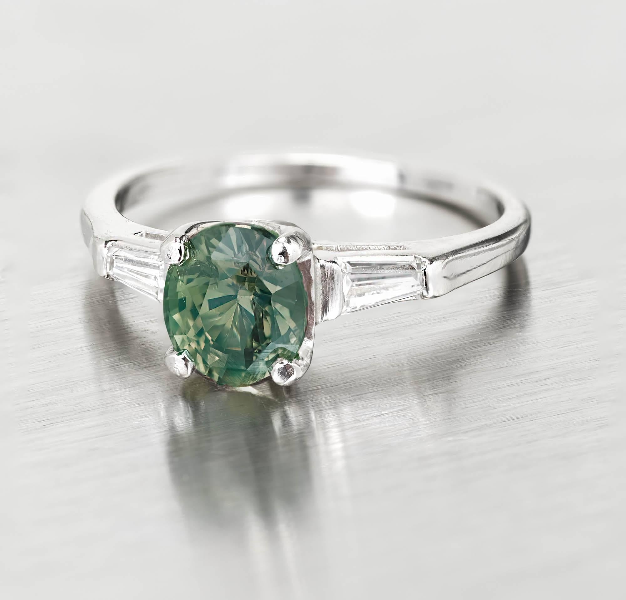 1.57 Carat Alexandrite Diamond Platinum Three-Stone Engagement Ring 2