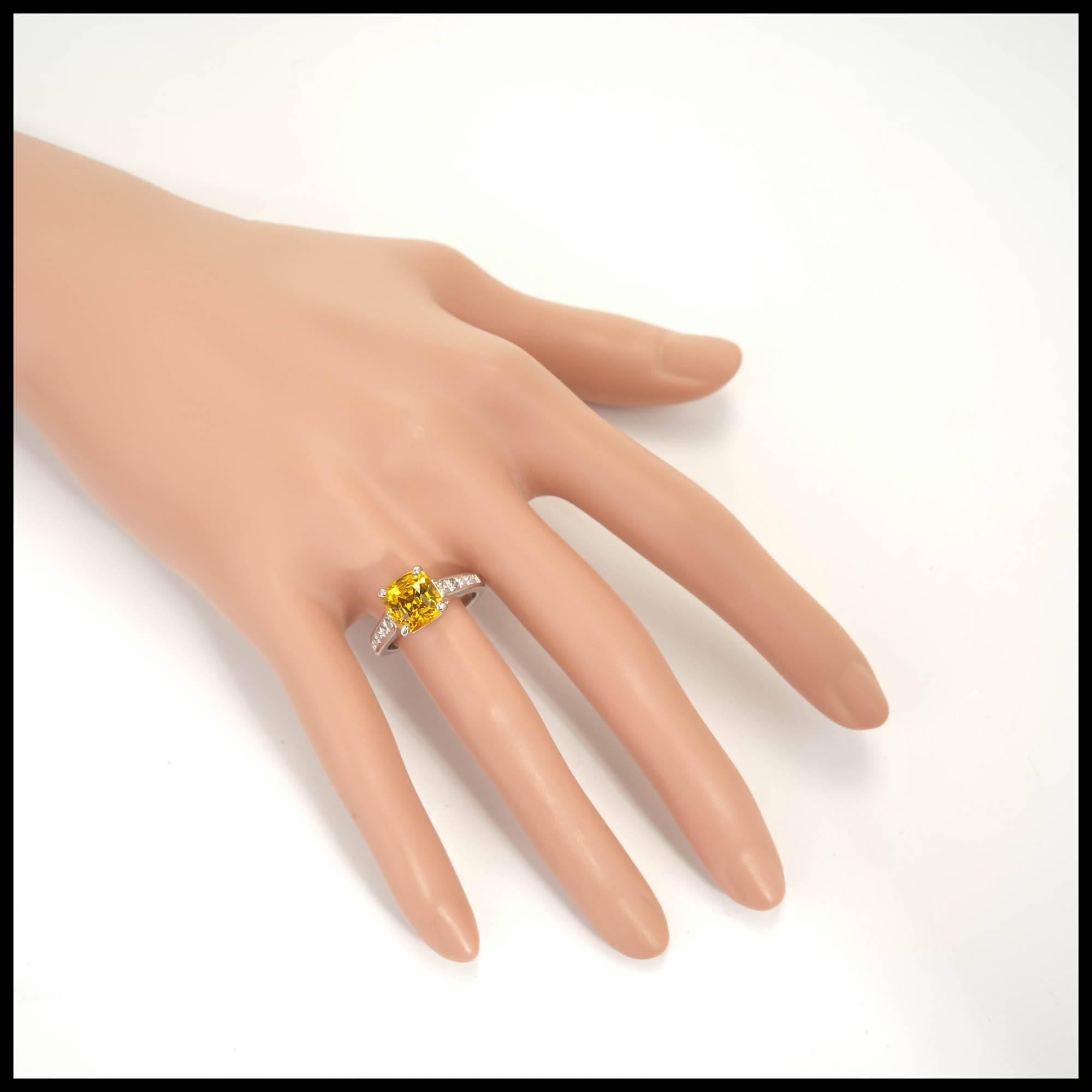 JB Star 4.41 Carat Yellow Orange Sapphire Diamond Platinum Engagement Ring For Sale 4