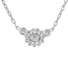 Doris Panos .57 Carat Diamond 18k White Gold Cluster Pendant Necklace