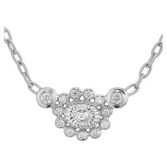 Doris Panos .57 Carat Diamond 18k White Gold Cluster Pendant Necklace
