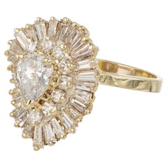 3.51 Carat Pear Diamond 14k Yellow Gold Ballerina Cocktail Ring