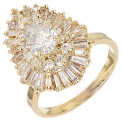 3.51 Carat Pear Diamond 14k Yellow Gold Ballerina Cocktail Ring