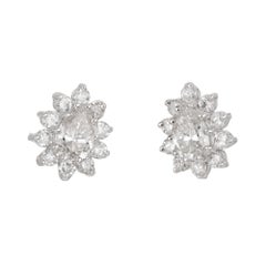 Orecchini EGL certificati con diamante a forma di pera da 1,23 carati con montatura a halo in oro bianco 14k