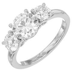 Anello di fidanzamento Peter Suchy EGL con diamante da 1,99 carati in oro bianco 14k a tre pietre