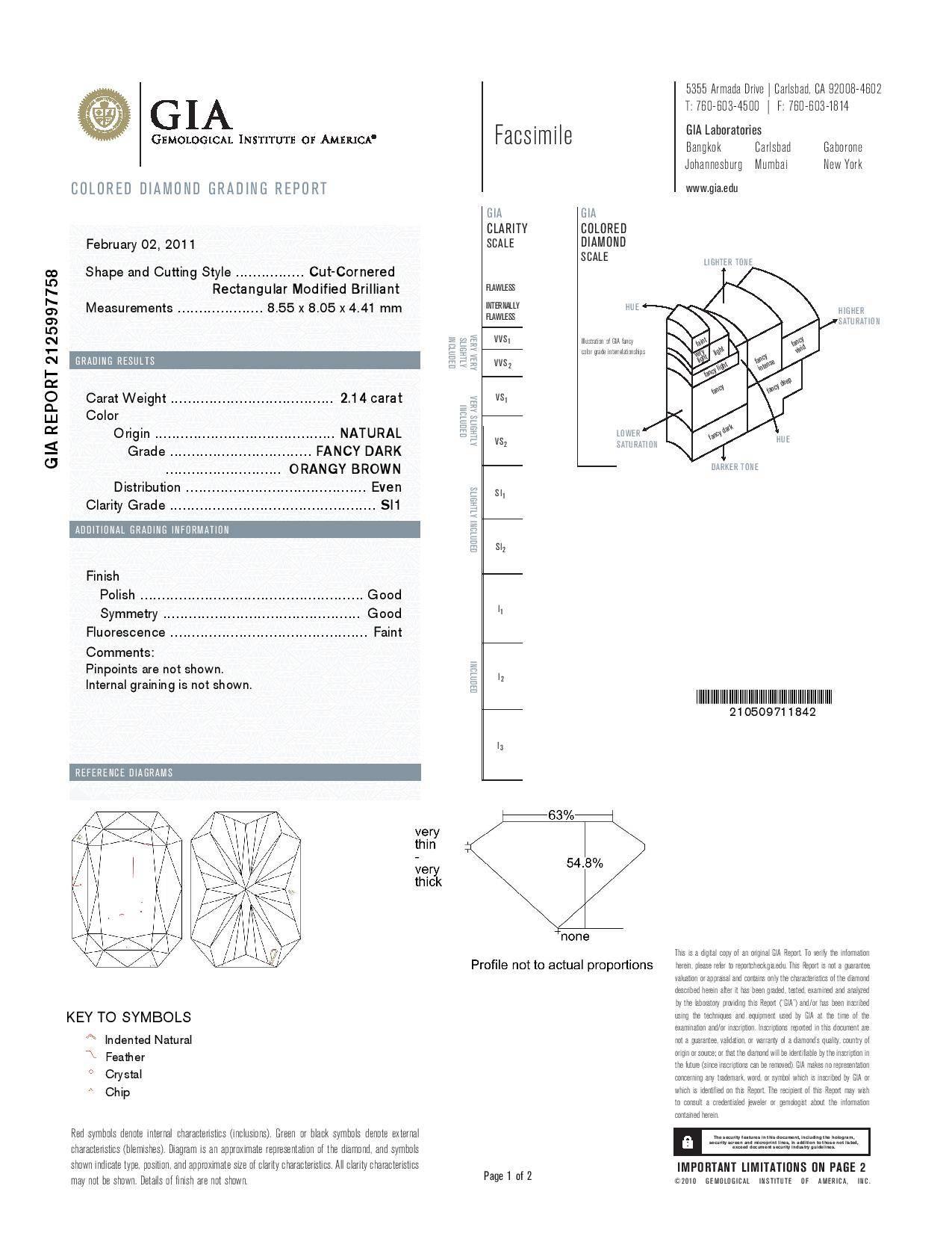 Peter Suchy Bague de fiançailles à trois pierres en platine avec diamant brun de 2,14 carats certifié GIA en vente 1