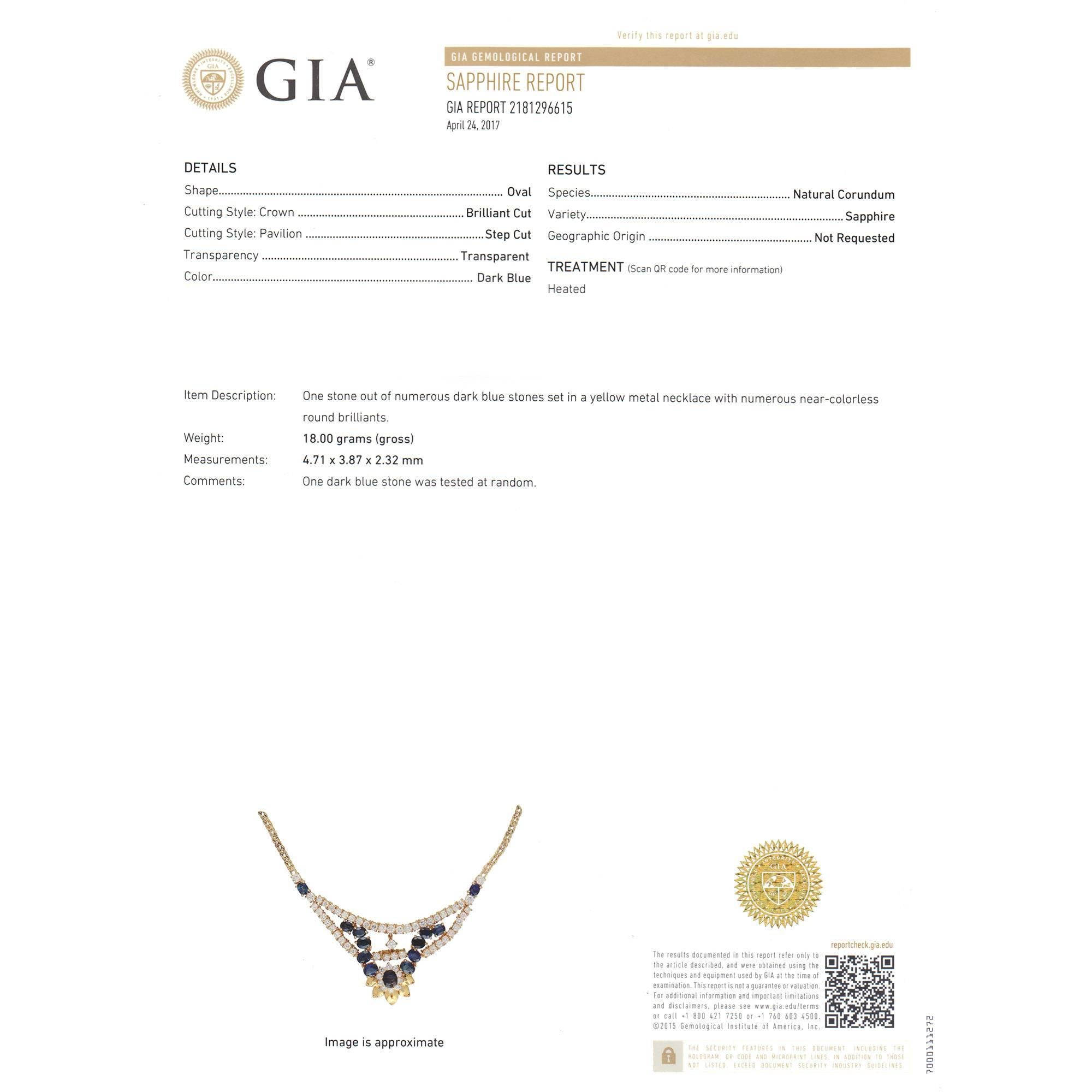 GIA Certified Sapphire Diamond Flexible Link Gold Necklace 3