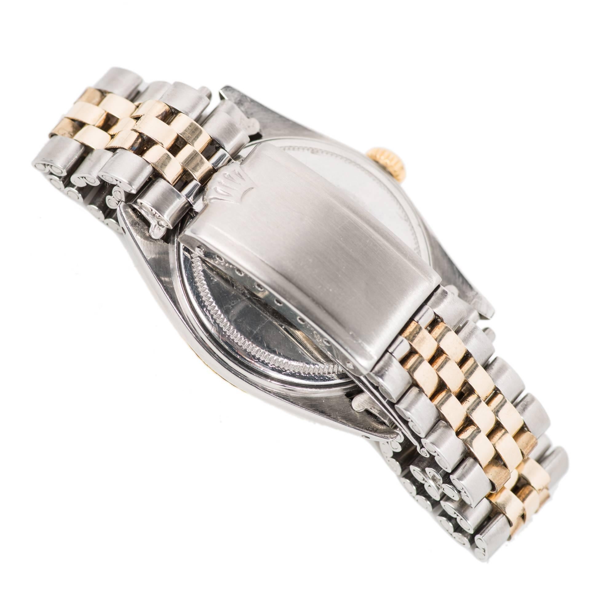 Women's or Men's Rolex Yellow Gold Stainless Steel Datejust Blue Refinished Dial Wristwatch
