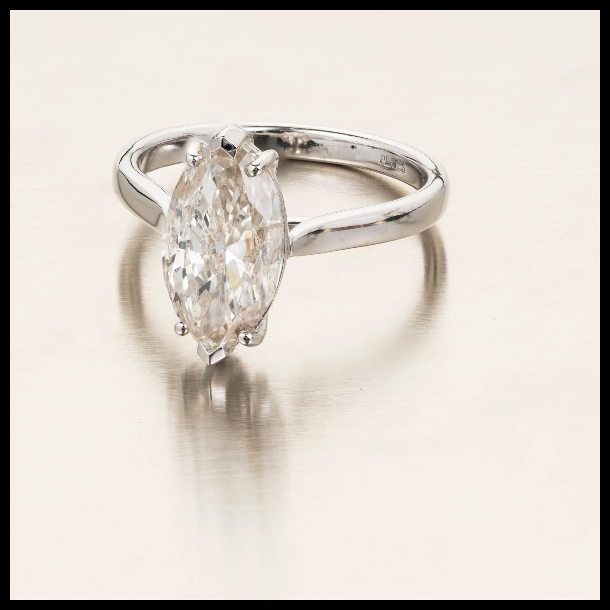 Marquise Cut Peter Suchy 3.07 Carat Marquise Diamond Solitaire Platinum Engagement Ring