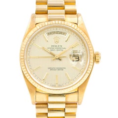 Rolex Yellow Gold President Champagne Tapestry Dial Automatic Wristwatch
