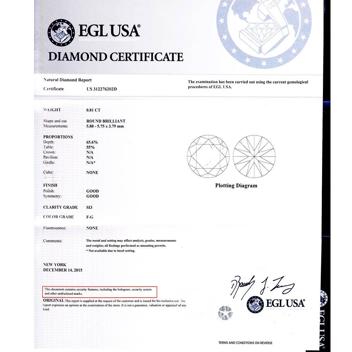 Taille ronde Peter Suchy Bague de fiançailles en platine, certifiée EGL, diamant .81 Rubis Halo en vente