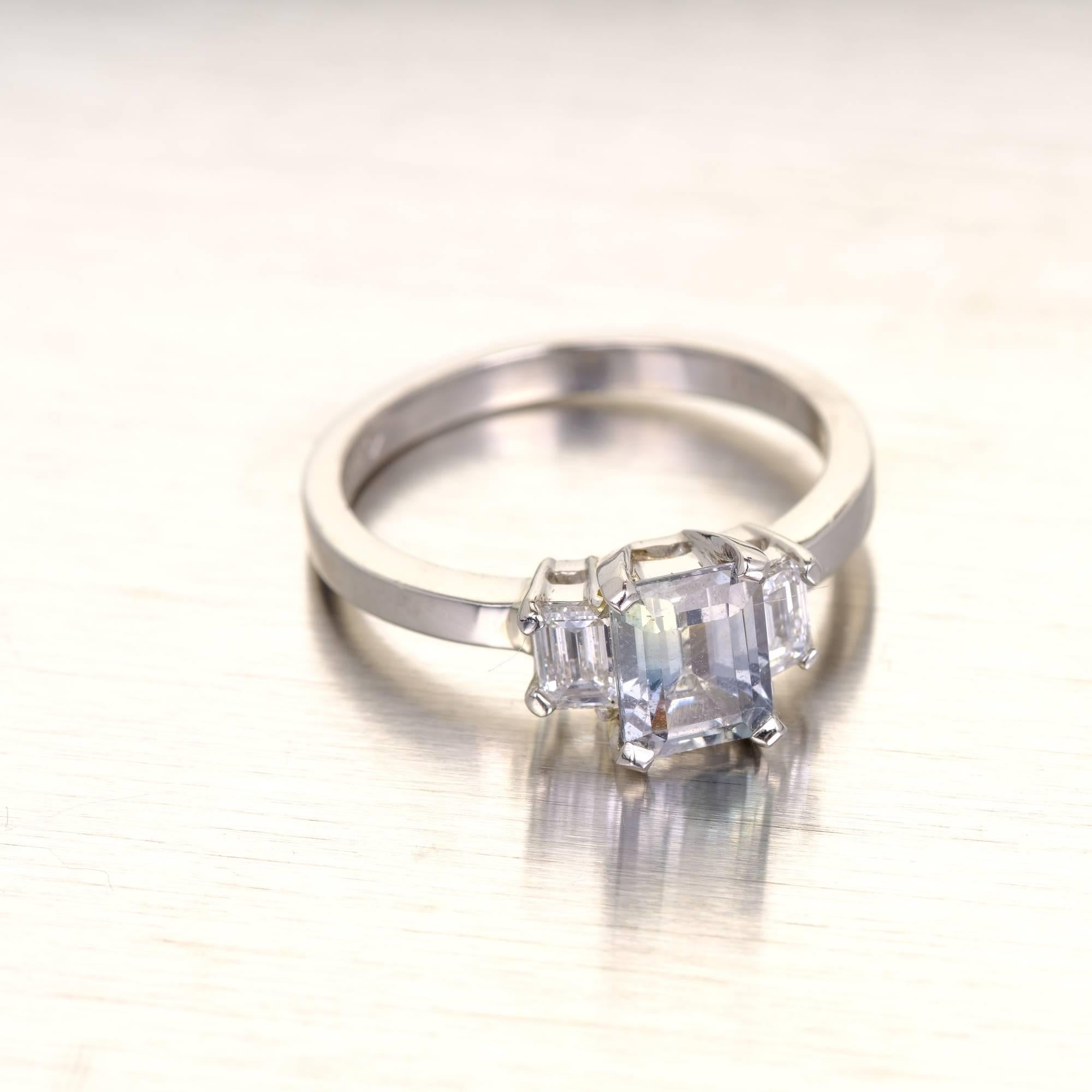 Verlobungsring mit GIA-zertifiziertem 1,42 Karat blauem, grünem Saphir und Diamant im Angebot 4