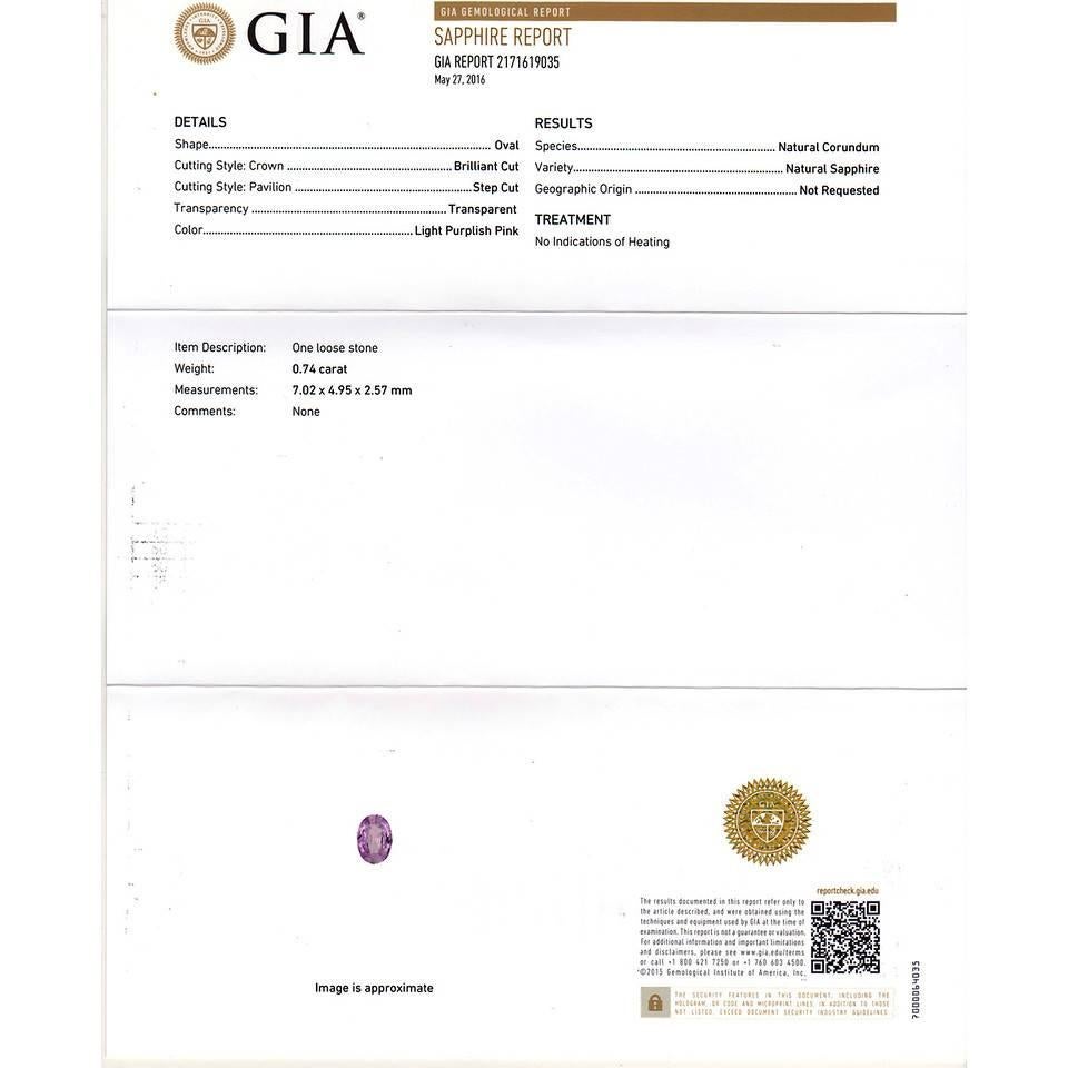 Bague de fiançailles Peter Such en platine avec saphir rose certifié par le GIA et diamant en vente 5