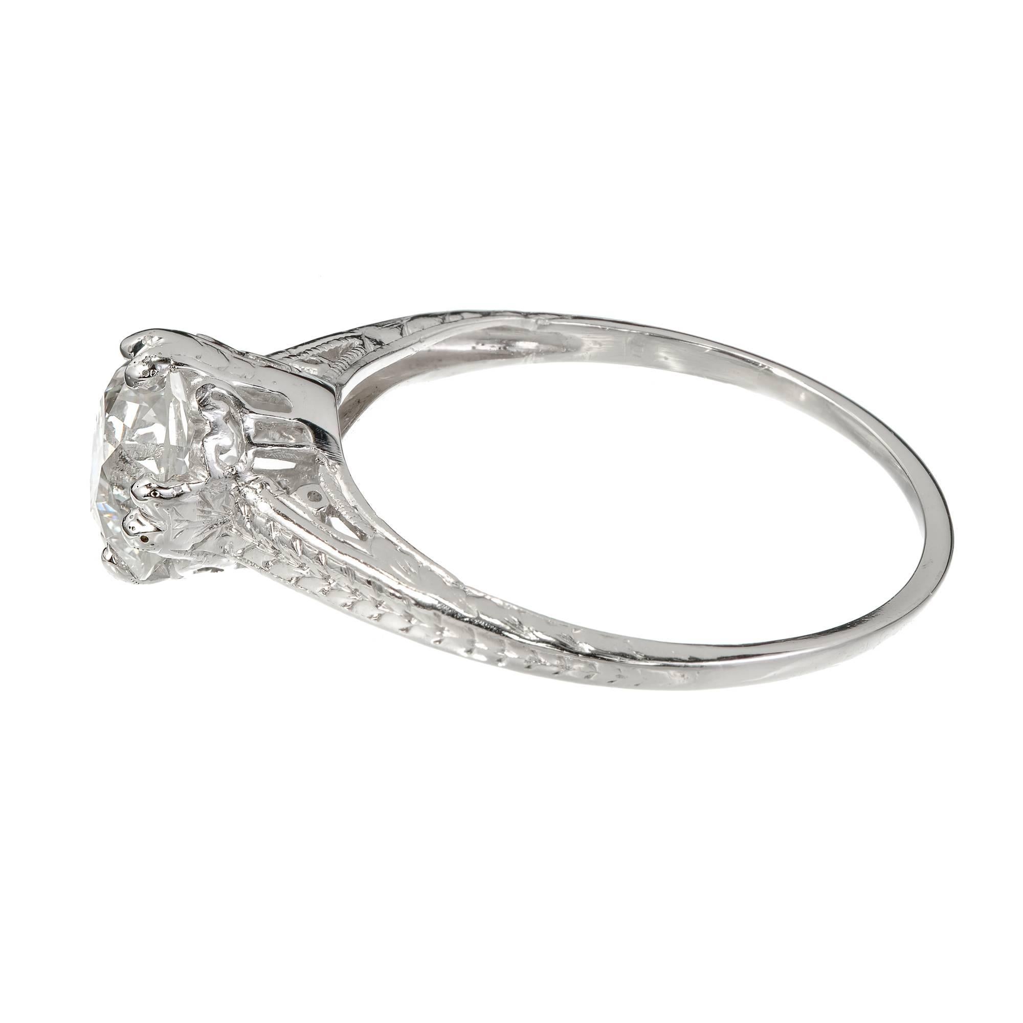 Oval Cut GIA Certified Diamond Filigree Victorian Solitaire Platinum Engagement Ring For Sale