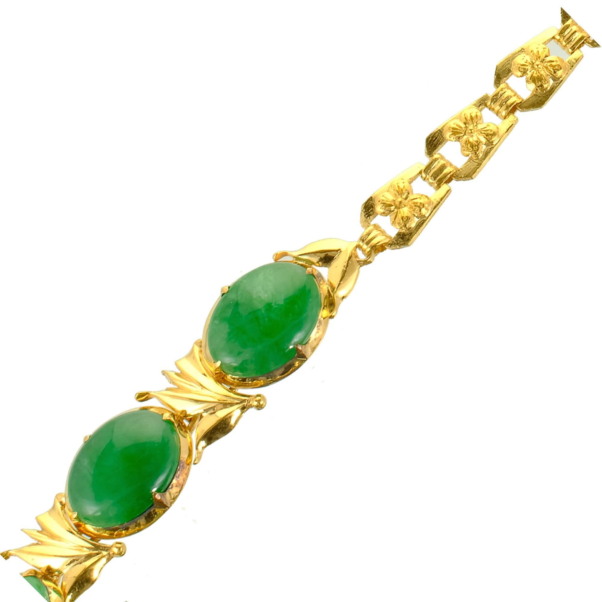 GIA Certified Natural Bright Green Jadeite Jade Gold Necklace 3