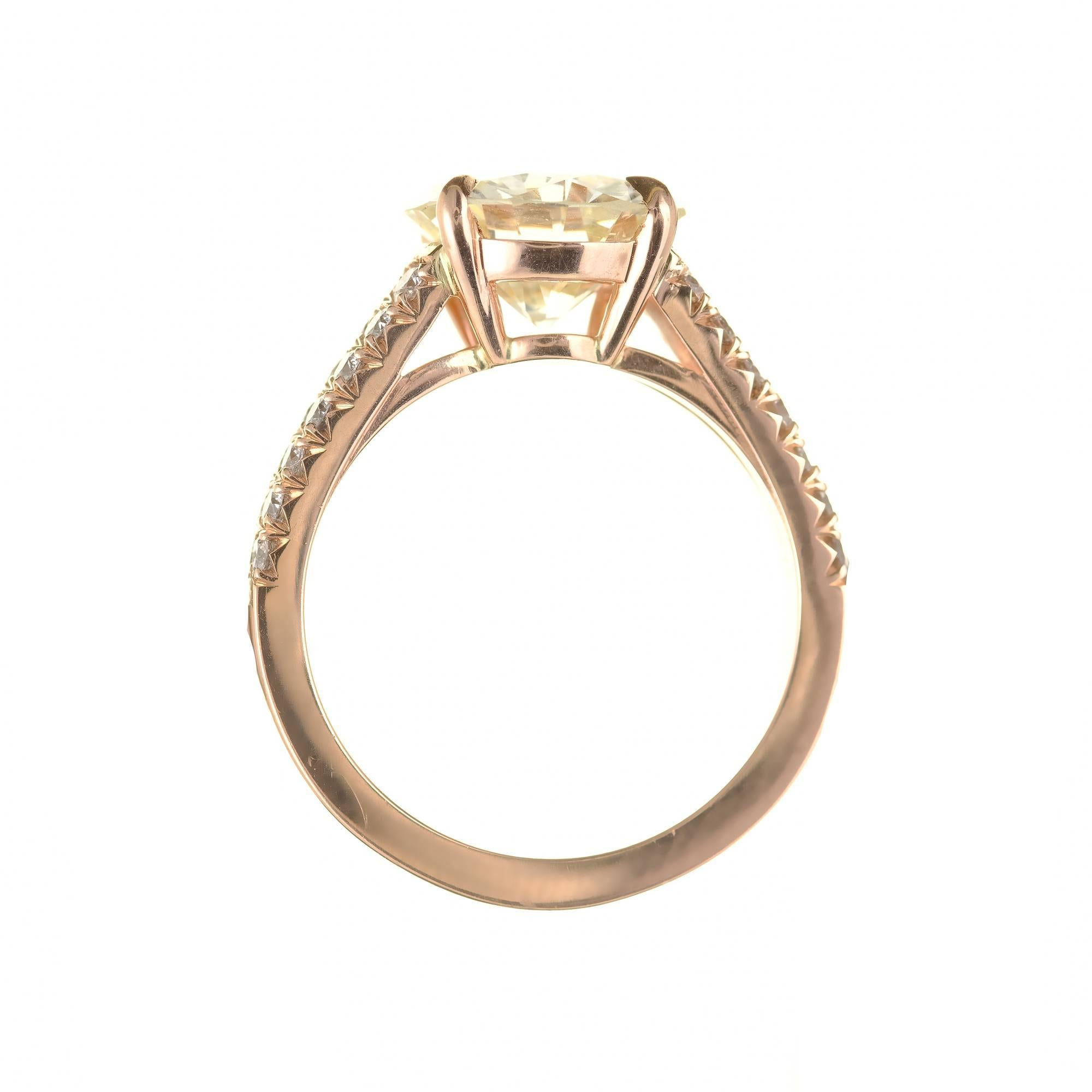 Women's Peter Suchy GIA Certified 3.01 Carat Diamond Rose Gold Engagement Ring