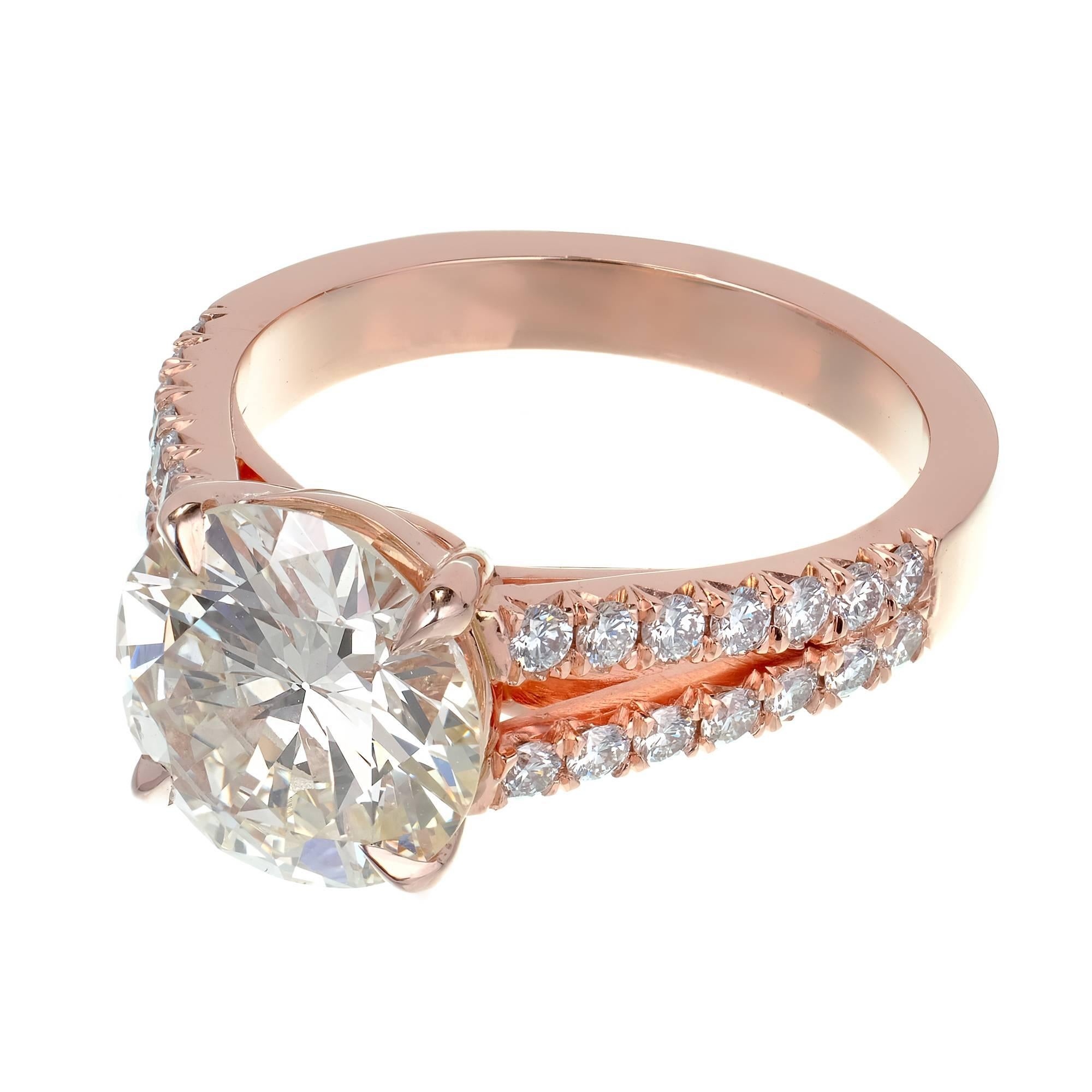 Round Cut Peter Suchy GIA Certified 3.01 Carat Diamond Rose Gold Engagement Ring