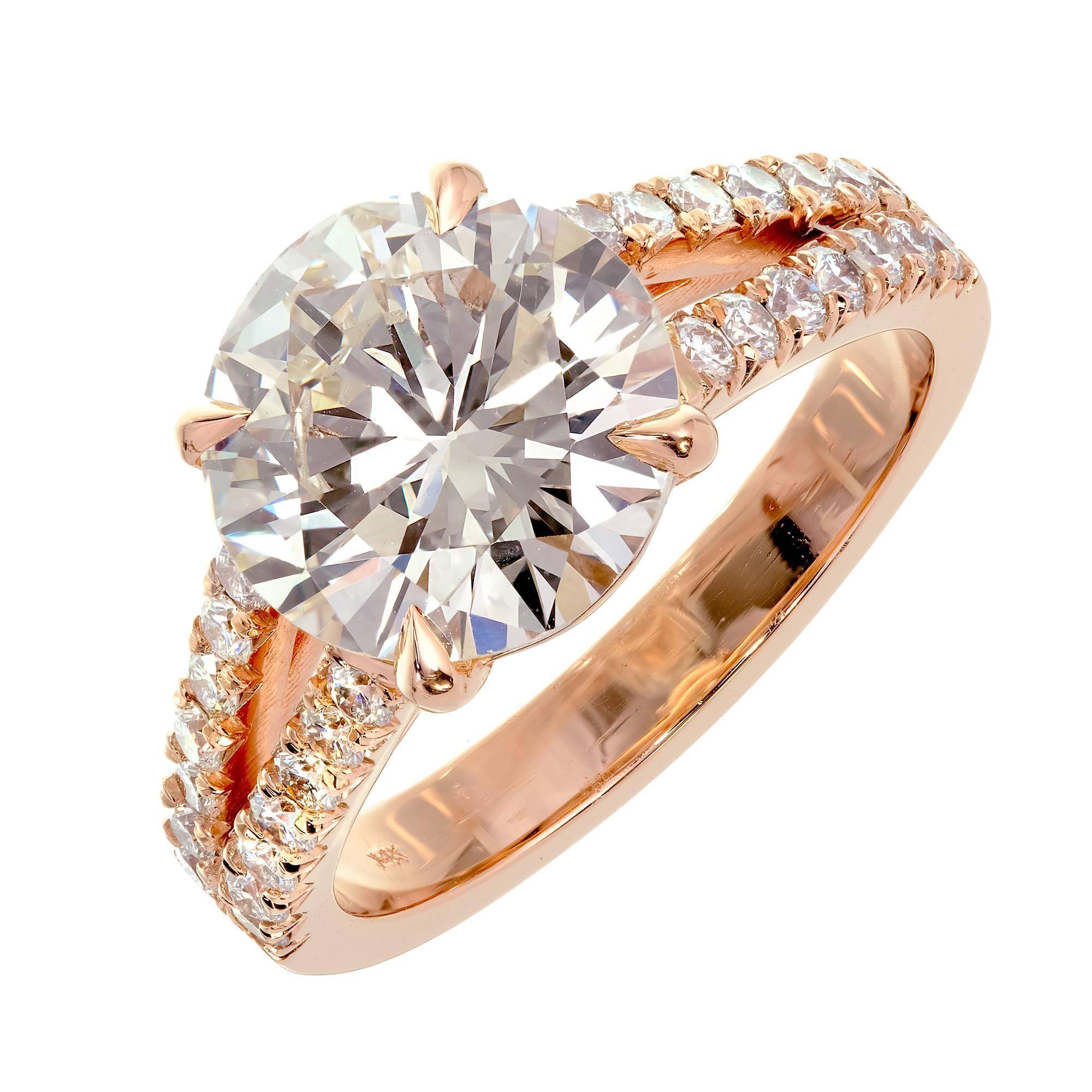 Peter Suchy GIA Certified 3.01 Carat Diamond Rose Gold Engagement Ring