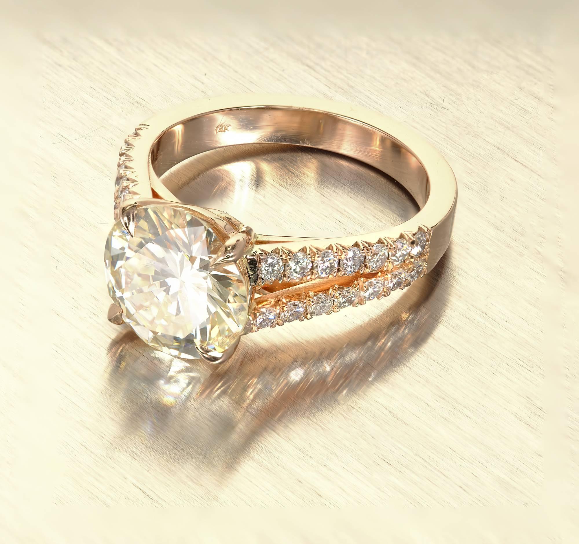 Peter Suchy GIA Certified 3.01 Carat Diamond Rose Gold Engagement Ring 1