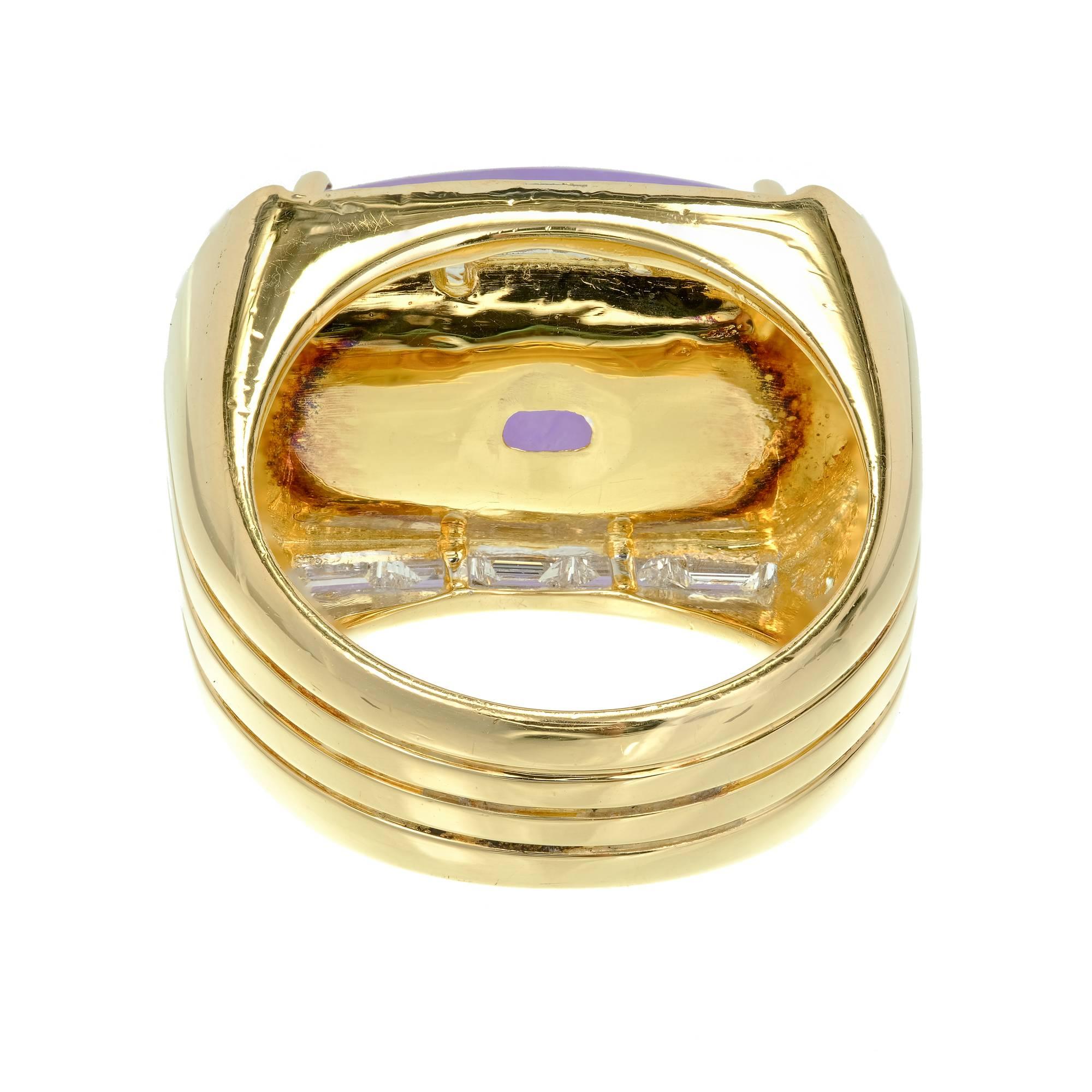 GIA-zertifizierter lavendelfarbener lila natürlicher Jadeit Jade Diamant Gold Cocktail-Ring im Angebot 3