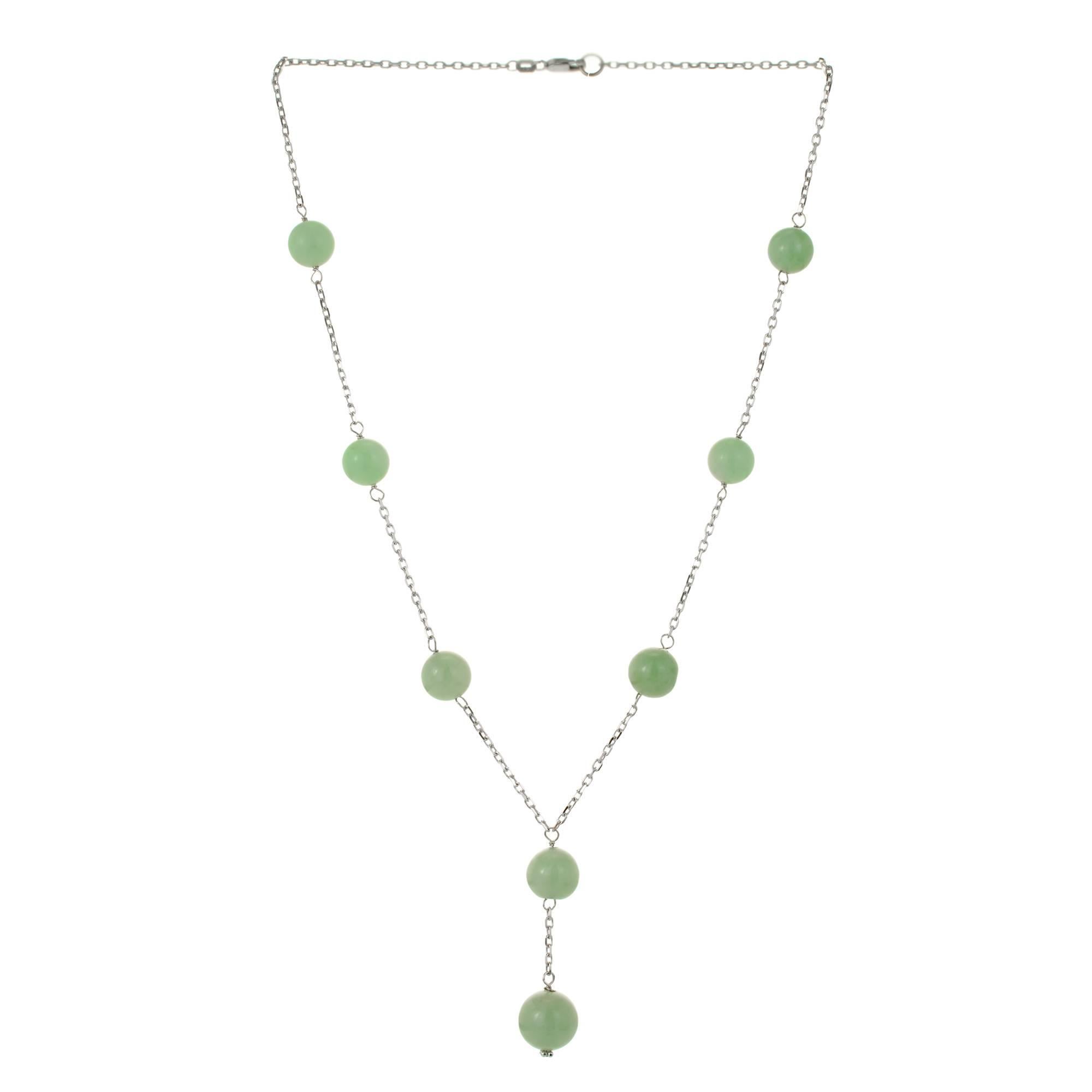 GIA Certified Natural Jadeite Jade White Gold Necklace (Collier en or blanc) en vente