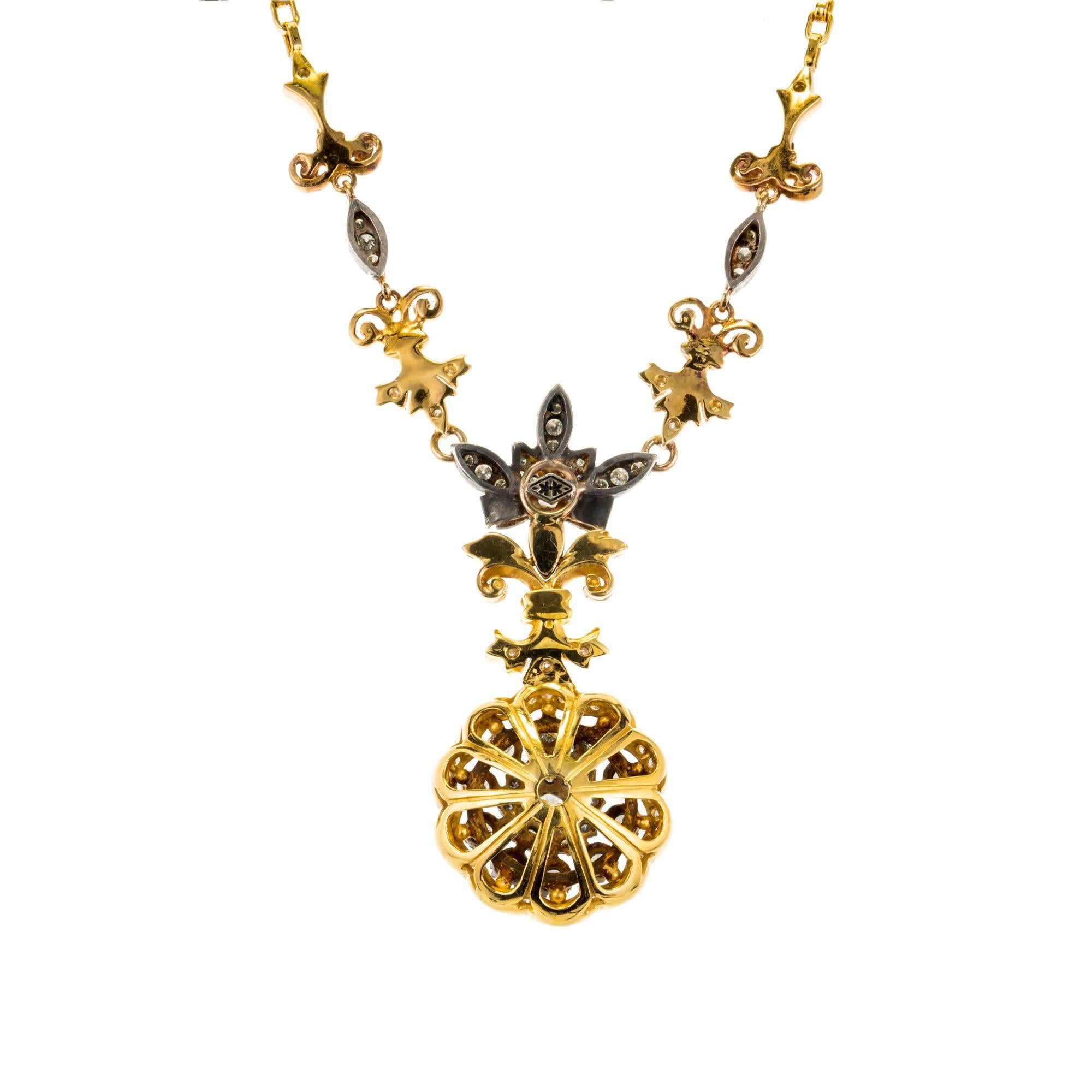 2.60 Carat Diamond Silver Gold Necklace Pendant For Sale 2