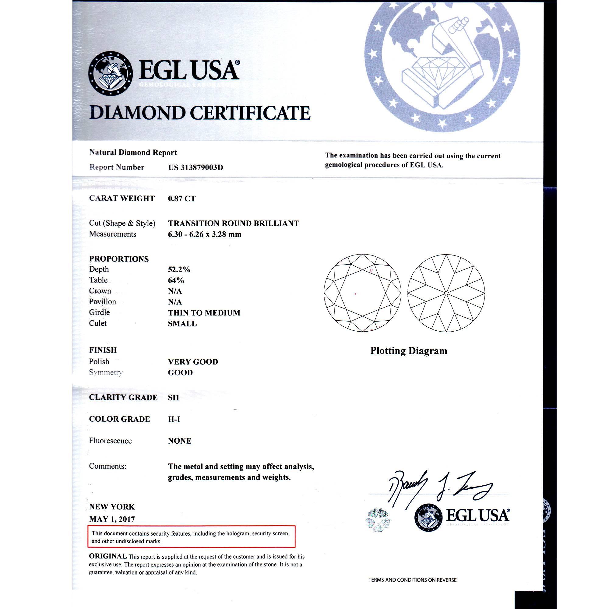 EGL Certified Art Deco Diamond Three-Stone Platinum Engagement Ring 5