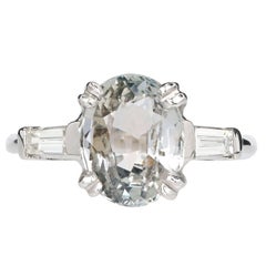 Peter Suchy 3.13 Carat Natural Oval Sapphire Diamond Platinum Engagement Ring