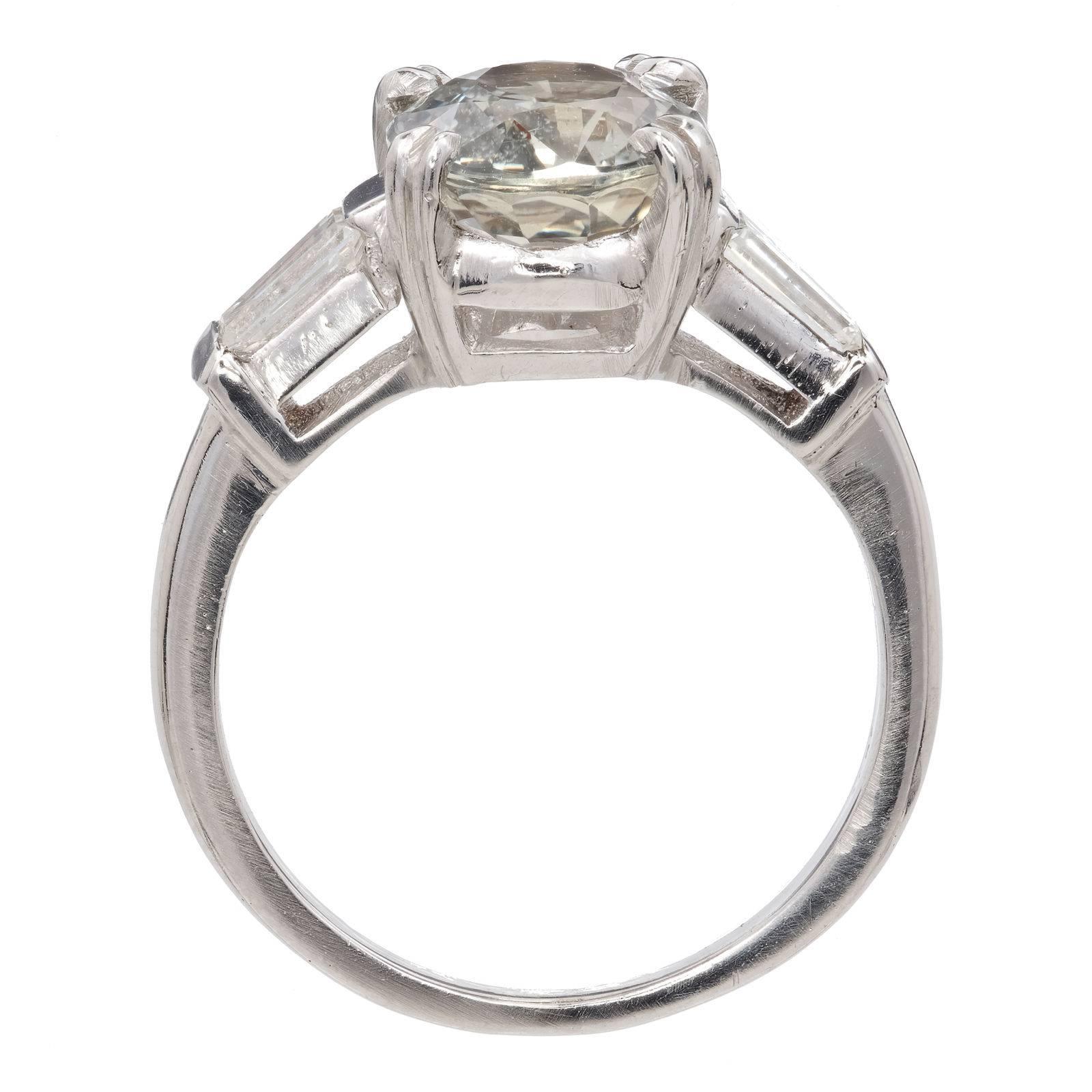 Peter Suchy Bague de fiançailles en platine avec saphir ovale naturel de 3,13 carats et diamants en vente 1