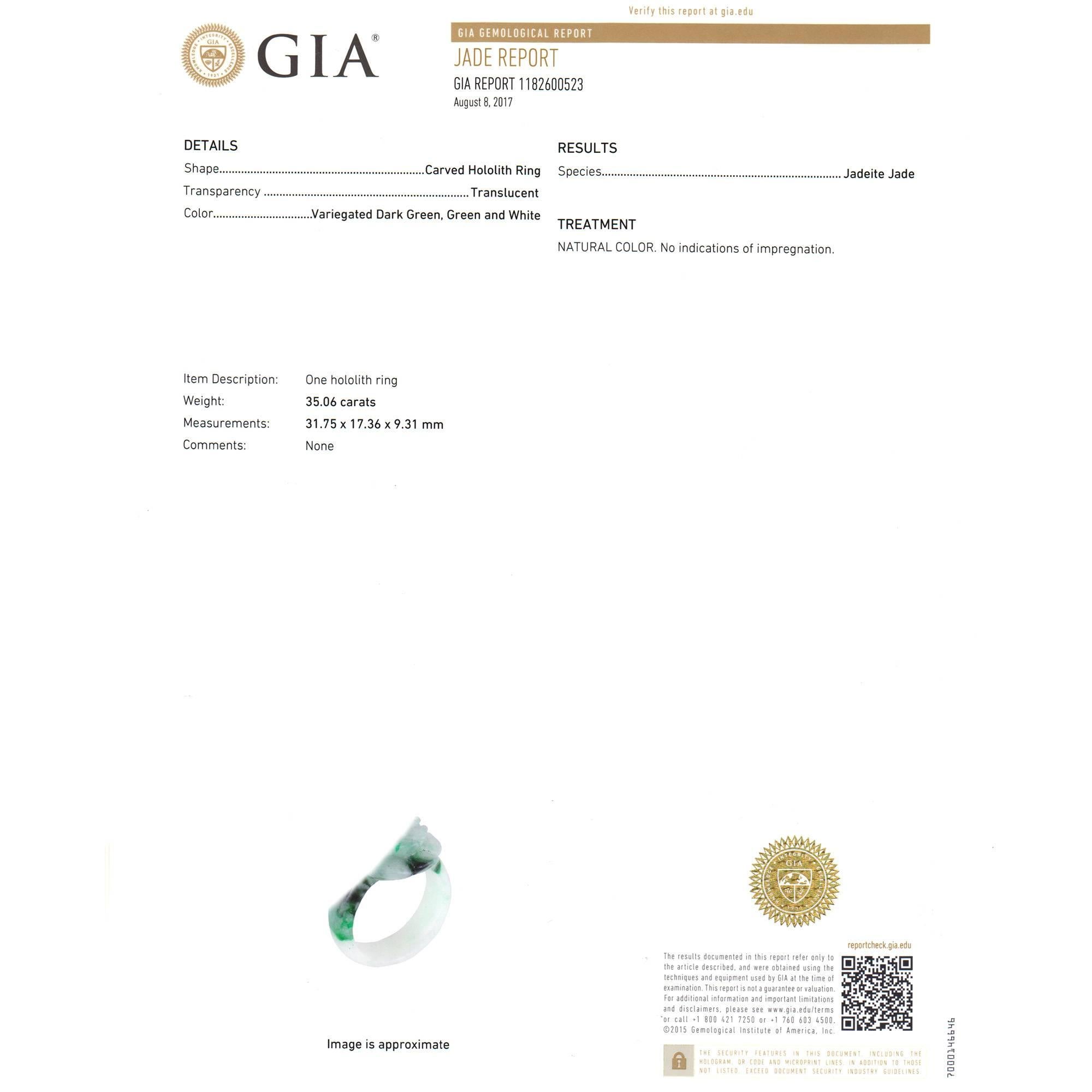 Women's GIA Certified Natural Jadeite Jade Flower Ring