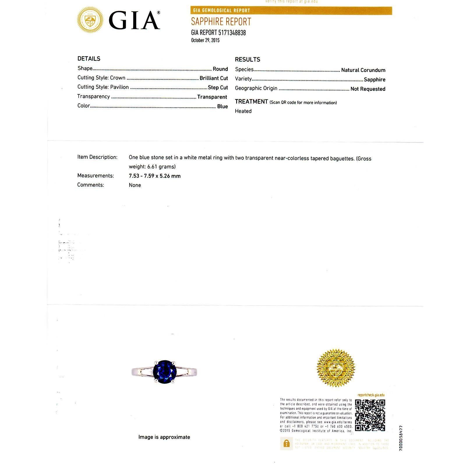 Bague de fiançailles Peter Suchy en platine avec diamants et saphir certifié GIA de 1,25 carat en vente 5