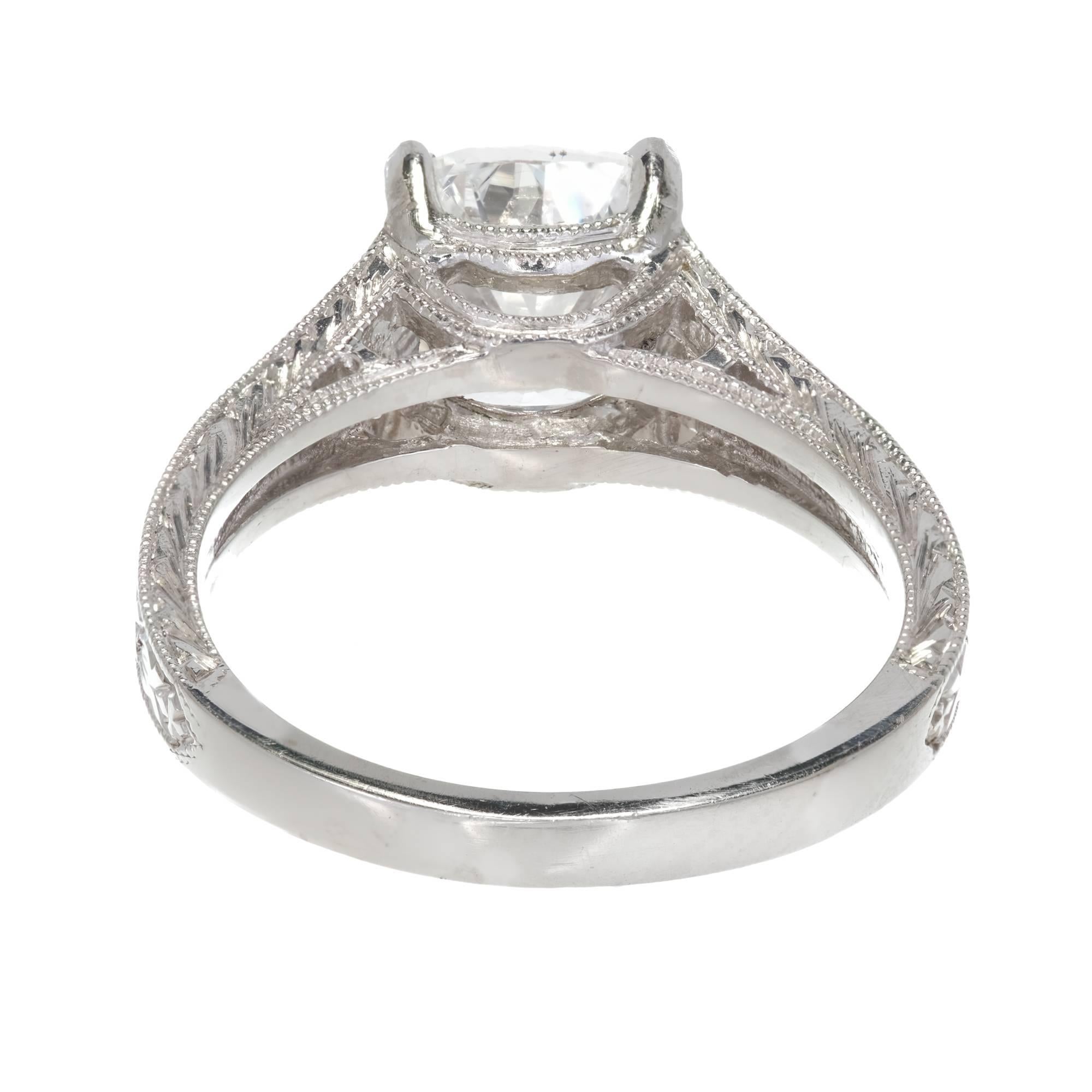 Peter Suchy GIA Certified 2.02 Carat Diamond Engraved Platinum Engagement Ring 3