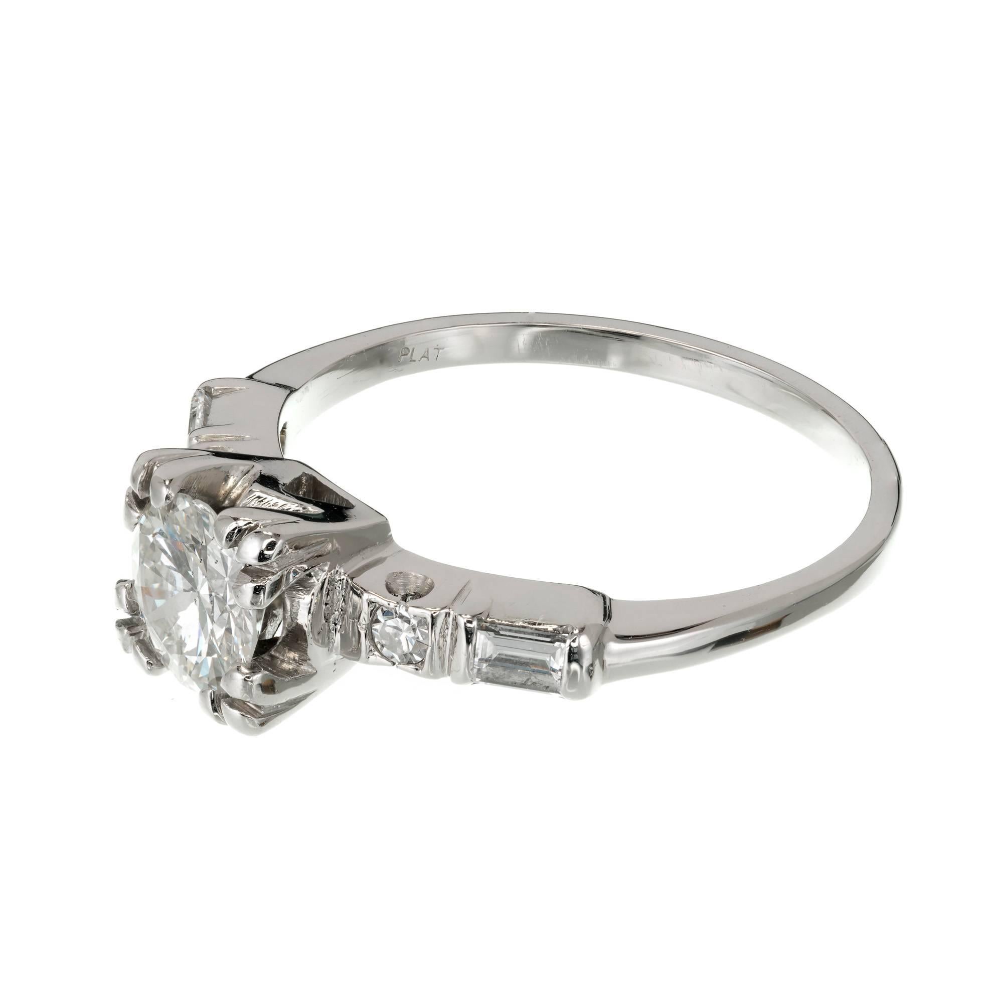 Bague de fiançailles Art déco en platine avec diamant taille transitionnelle de 0,75 carat Pour femmes en vente