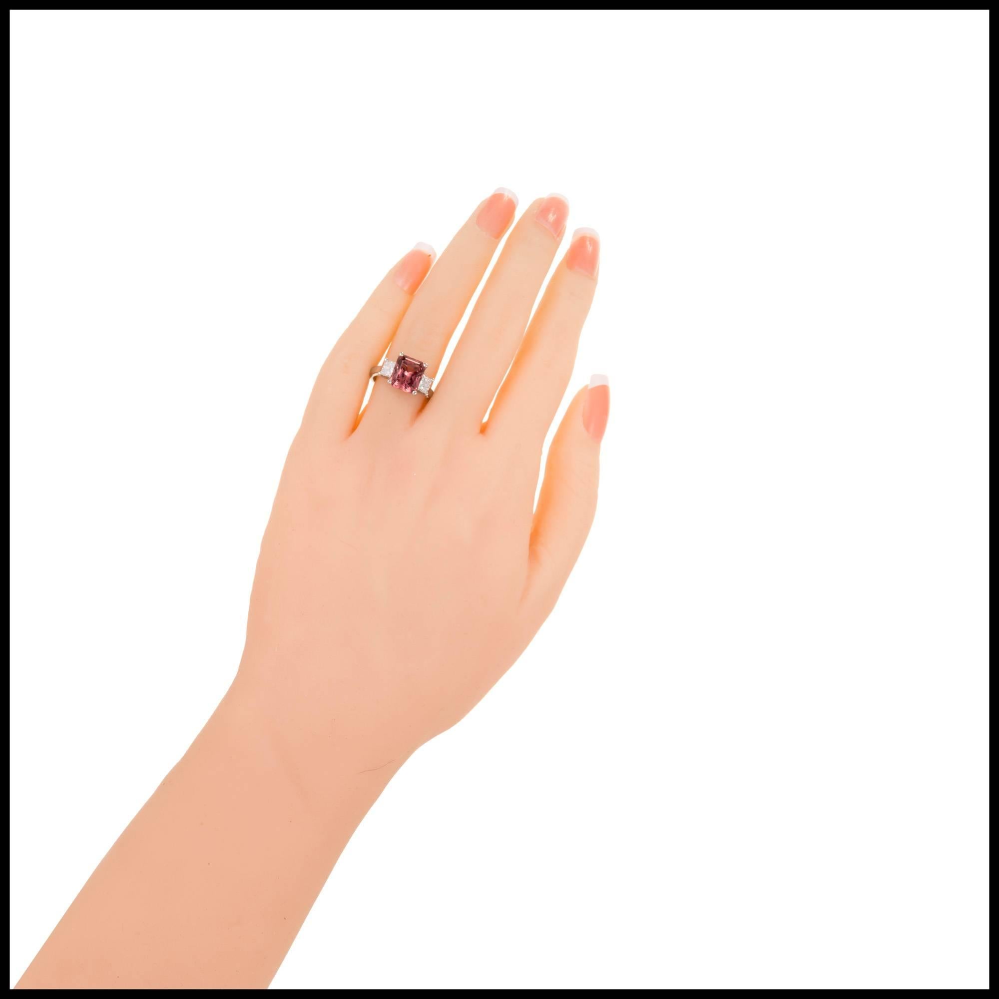Orange Pink Garnet Diamond Platinum Ring 1