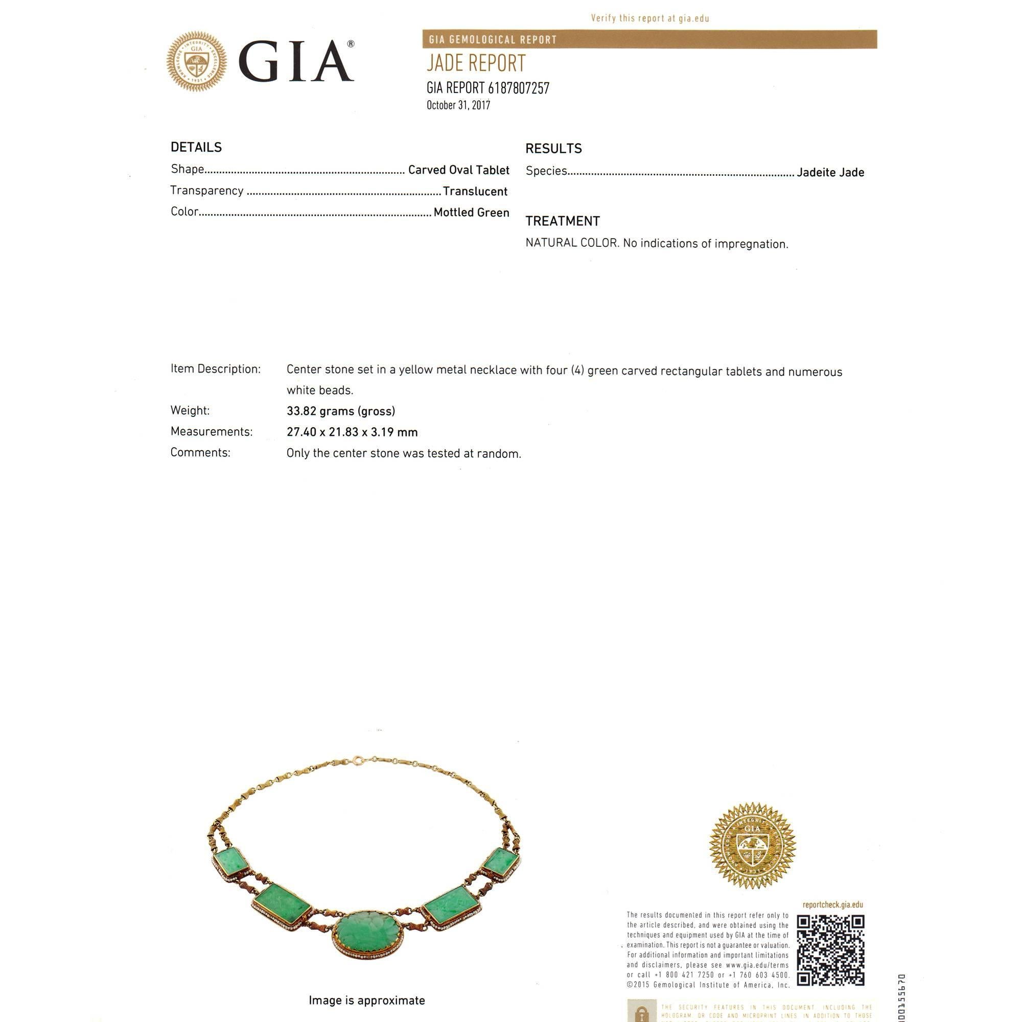 Women's GIA Certified Natural Jadeite Jade Pearl Gold Necklace