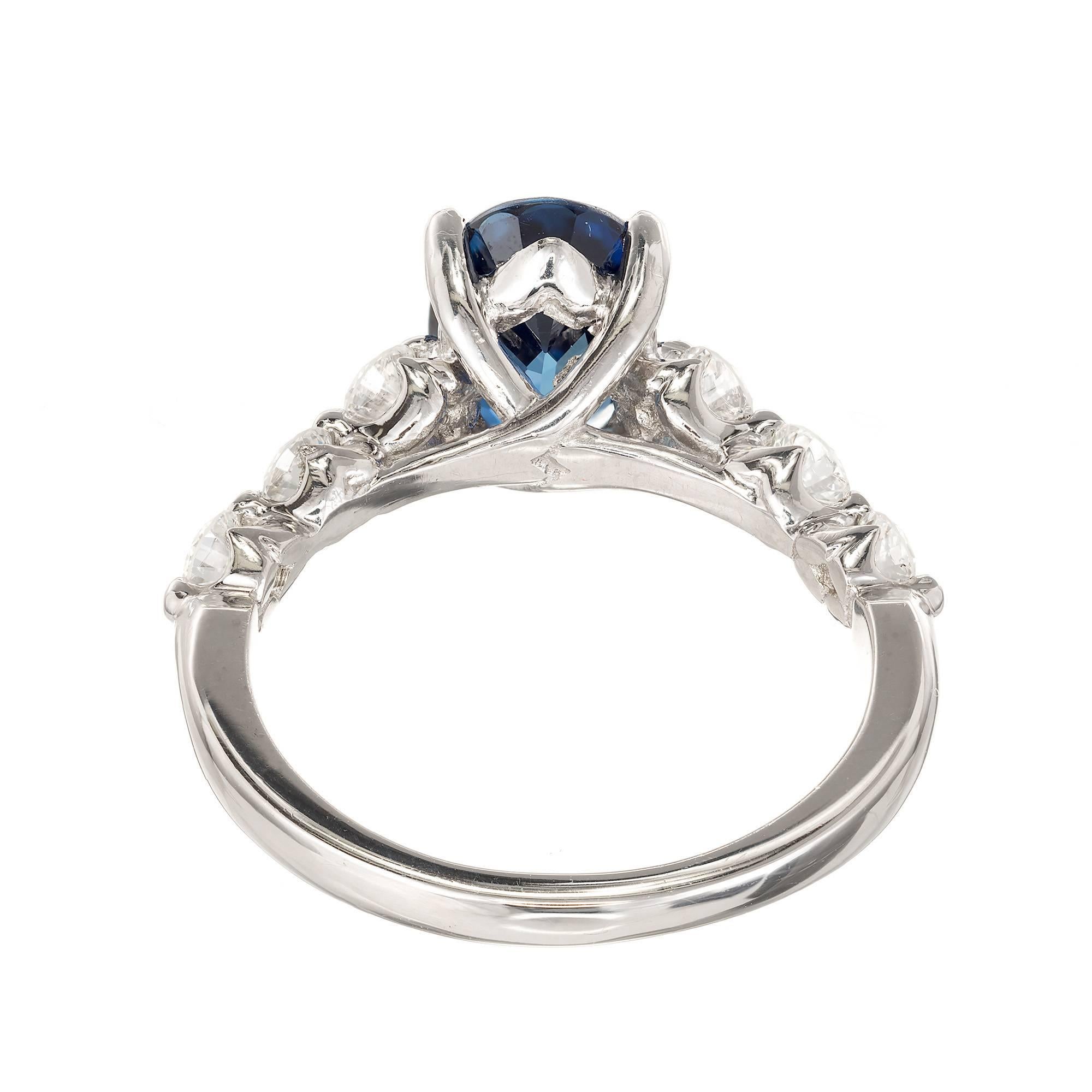 Peter Suchy GIA 2.27 Carat Blue Oval Sapphire Diamond Platinum Engagement Ring 1