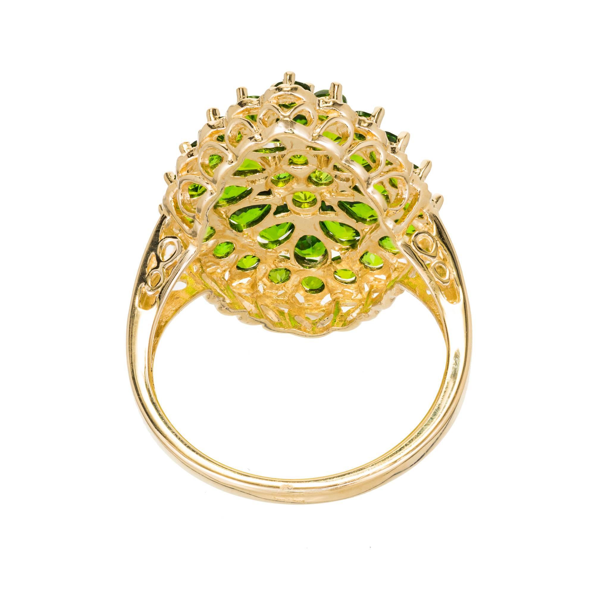 3.00 Carat Tsavorite Garnet Gold Cluster Cocktail Ring 3