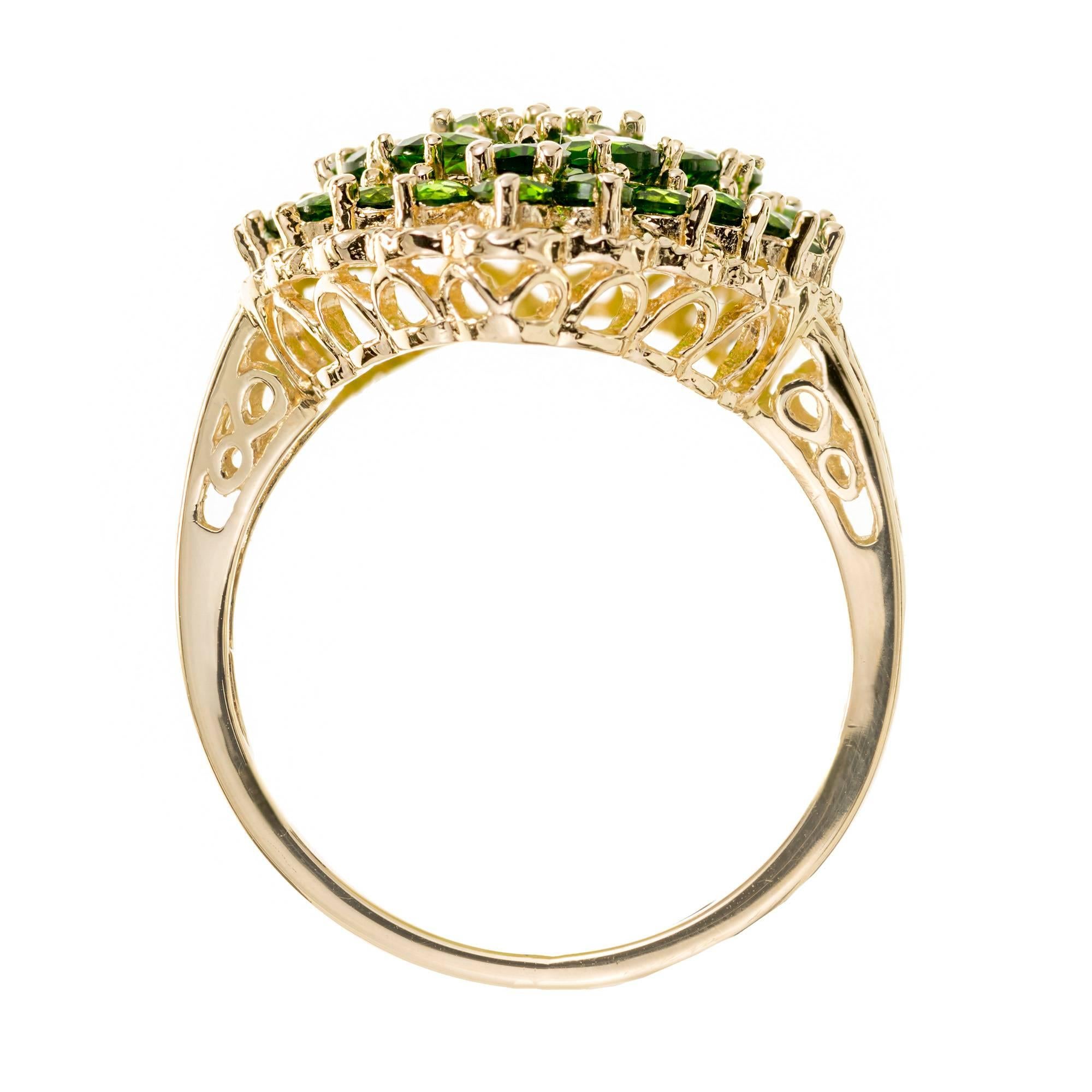 3.00 Carat Tsavorite Garnet Gold Cluster Cocktail Ring 4