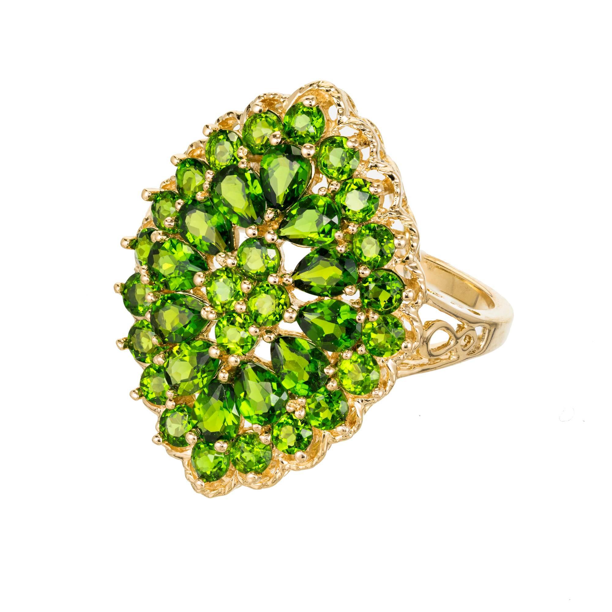 3.00 Carat Tsavorite Garnet Gold Cluster Cocktail Ring