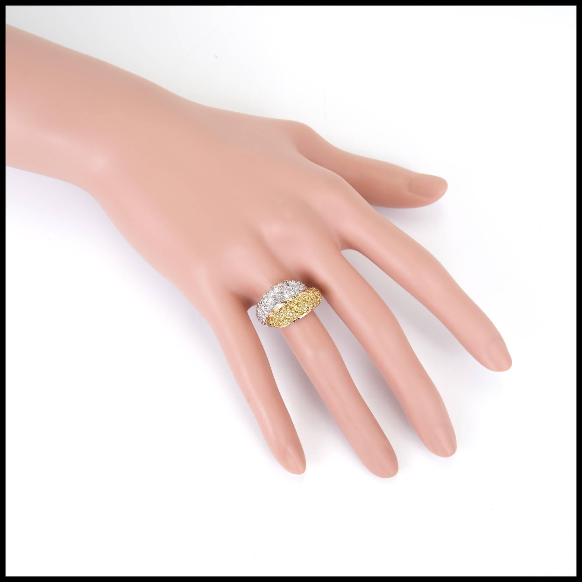 Women's White Yellow Diamond Gold Bypass Cocktail Ring