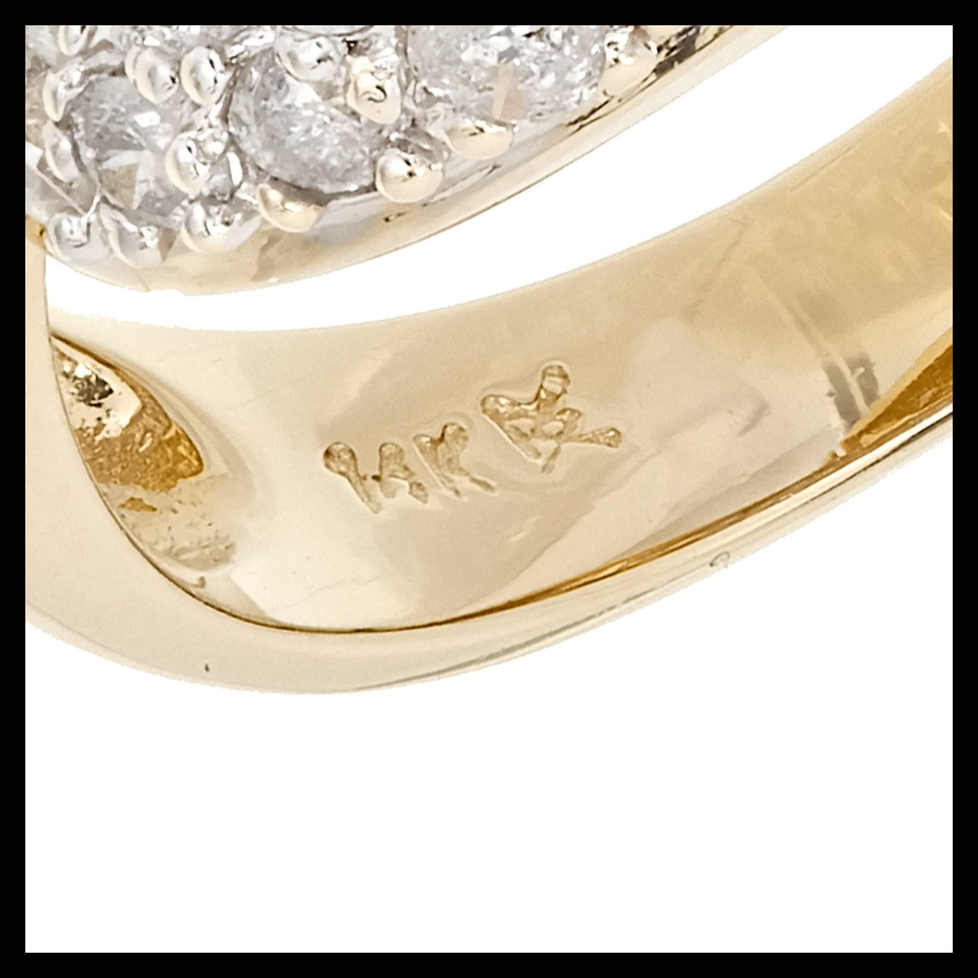 White Yellow Diamond Gold Bypass Cocktail Ring 1