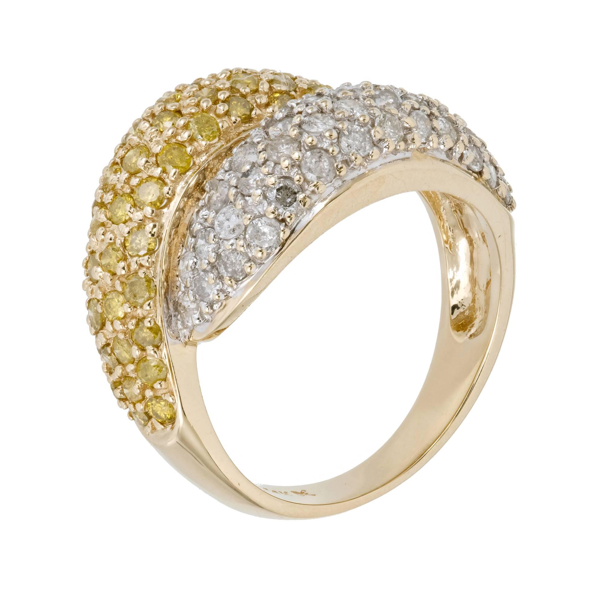 White Yellow Diamond Gold Bypass Cocktail Ring 5