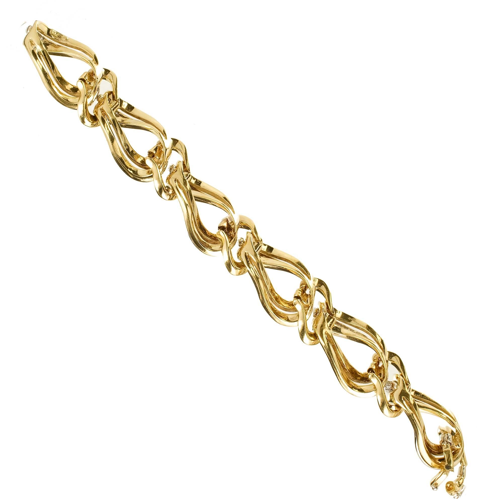 Women's .85 Carat Pave Diamond Gold Swirl Link Bracelet