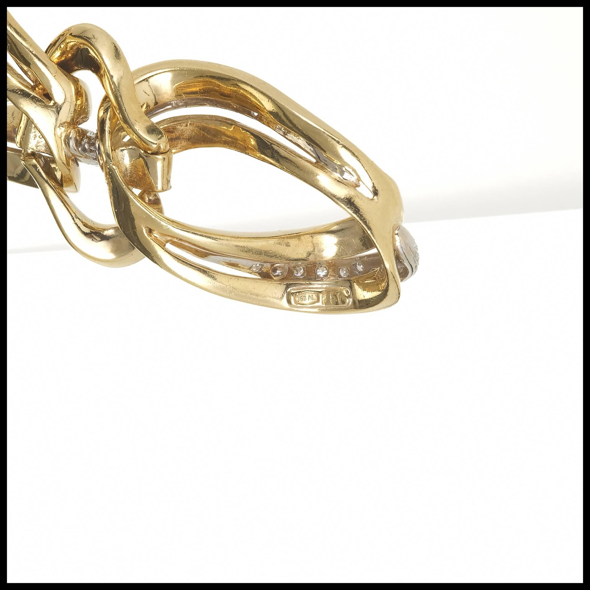 .85 Carat Pave Diamond Gold Swirl Link Bracelet 2